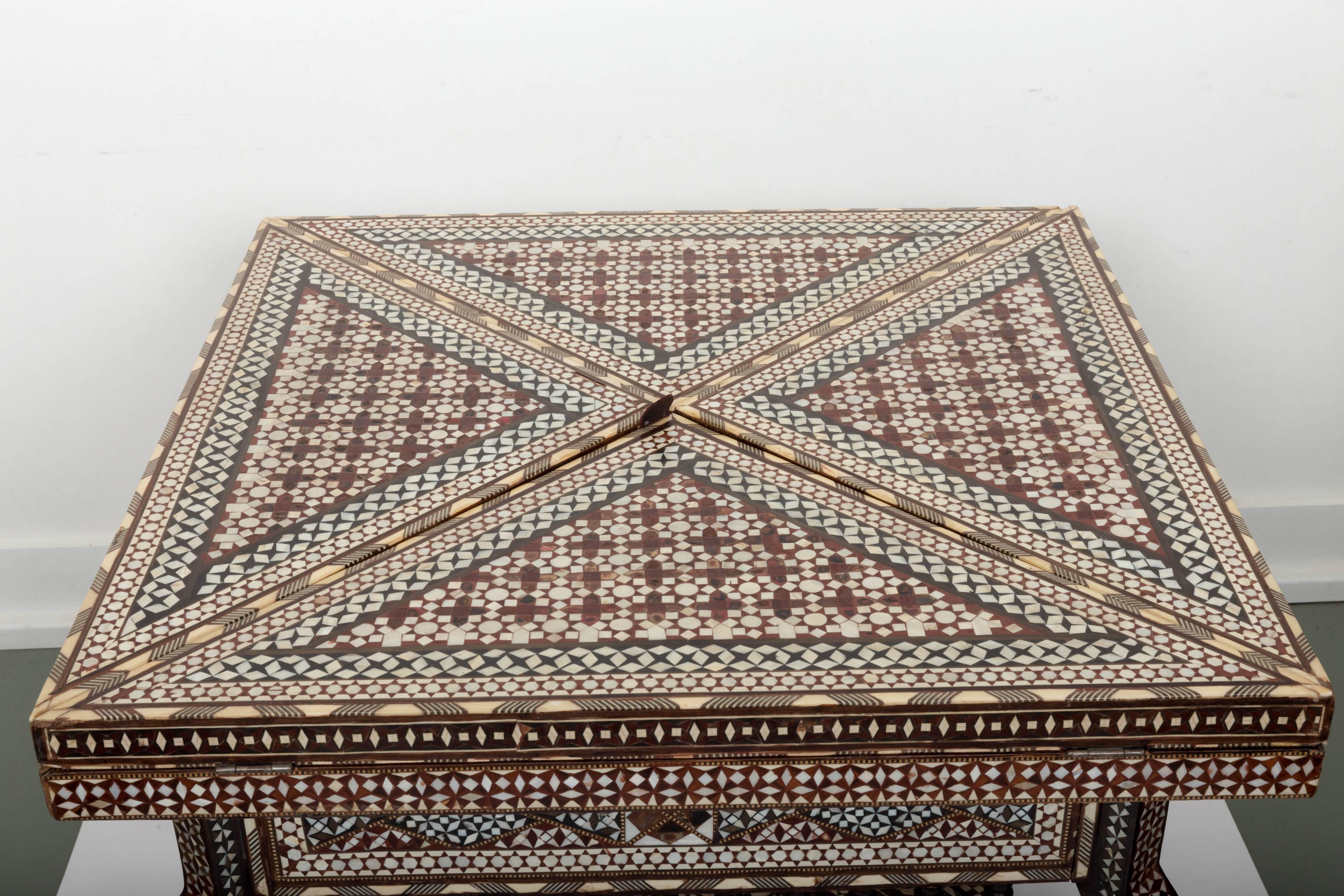 Moroccan Moorish Style Inlaid Game Table