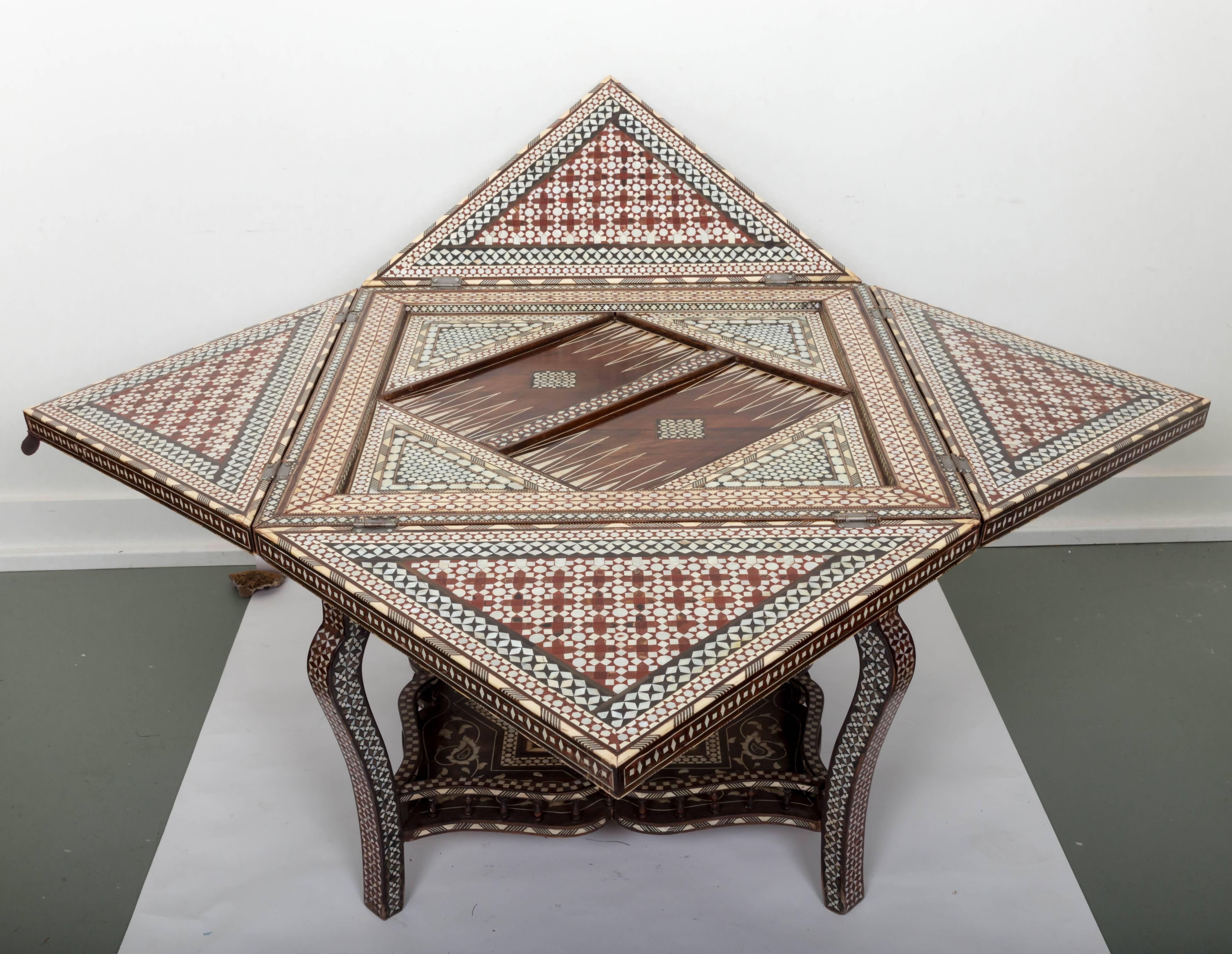 Moorish Style Inlaid Game Table In Good Condition In Southampton, NY