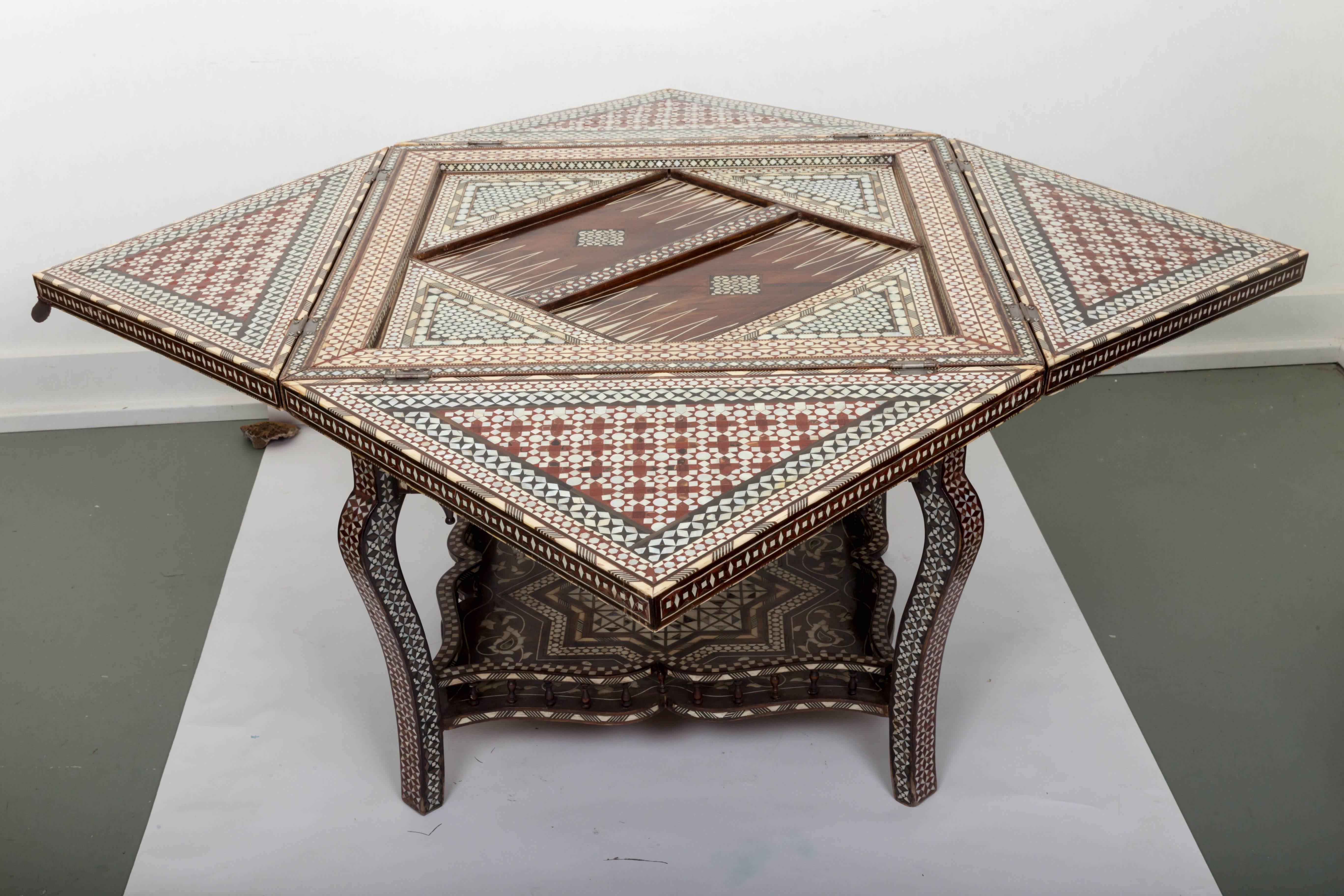 20th Century Moorish Style Inlaid Game Table