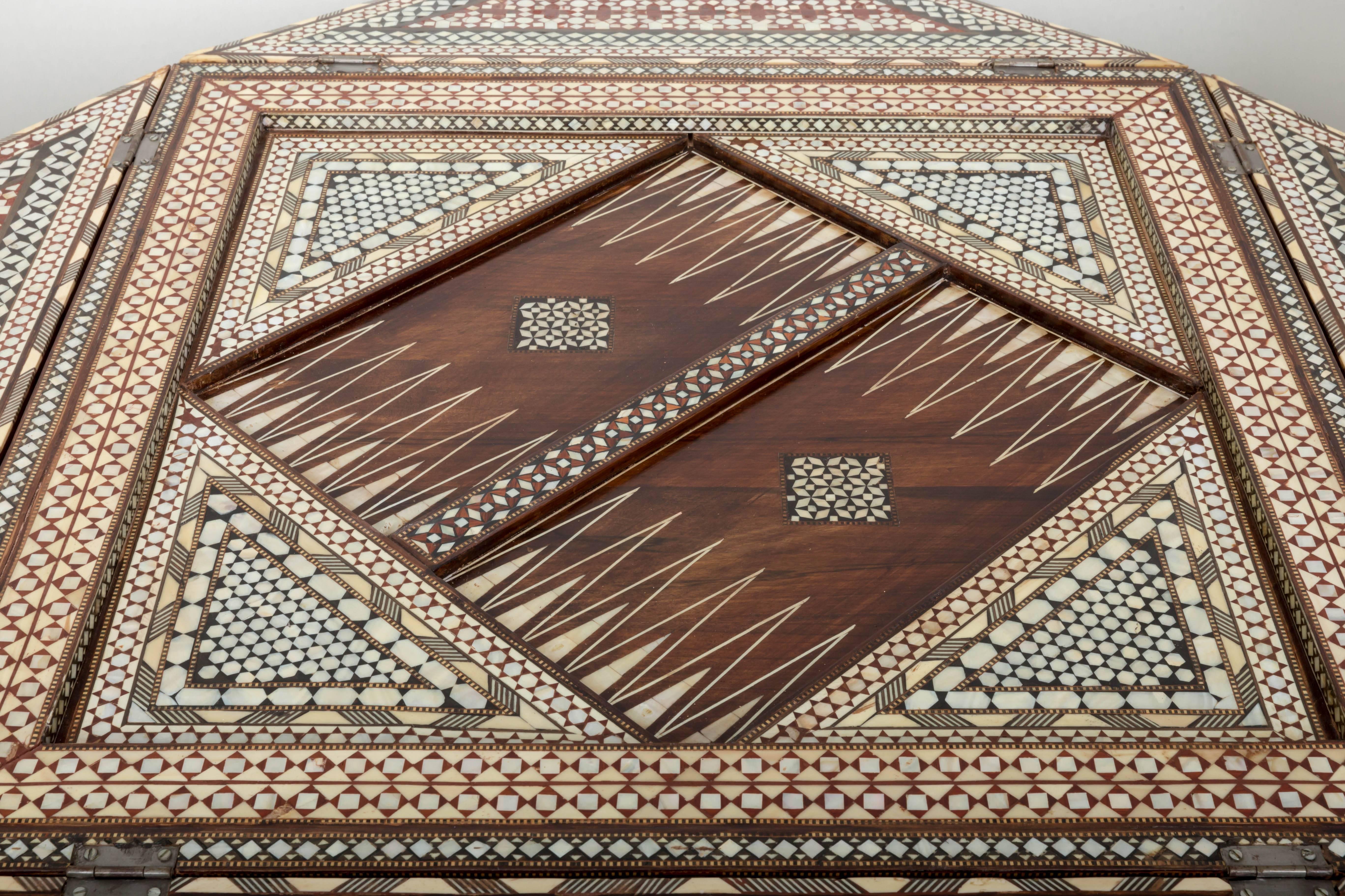 Bone Moorish Style Inlaid Game Table