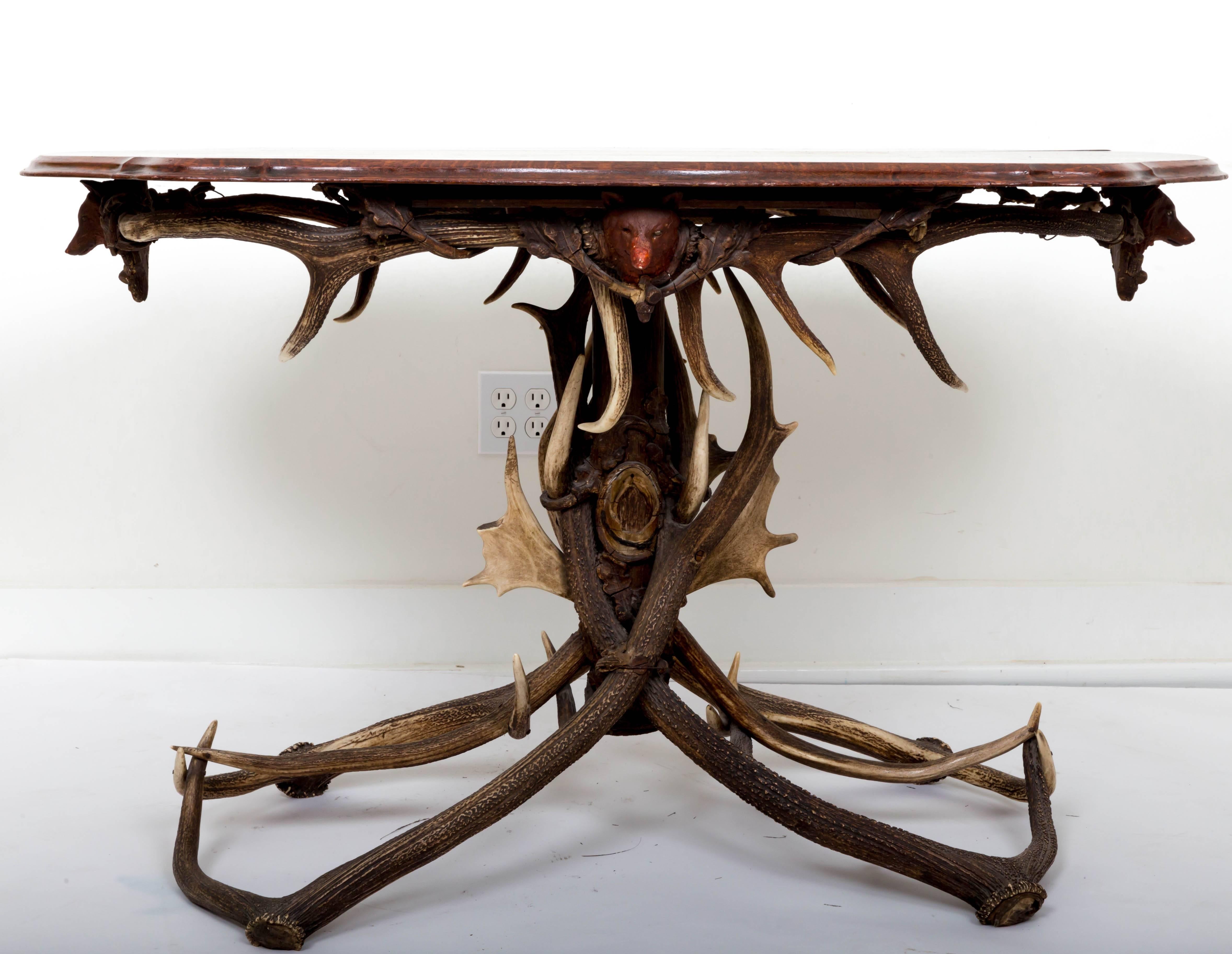 Adirondack French Antler Table with Shaped Top For Sale