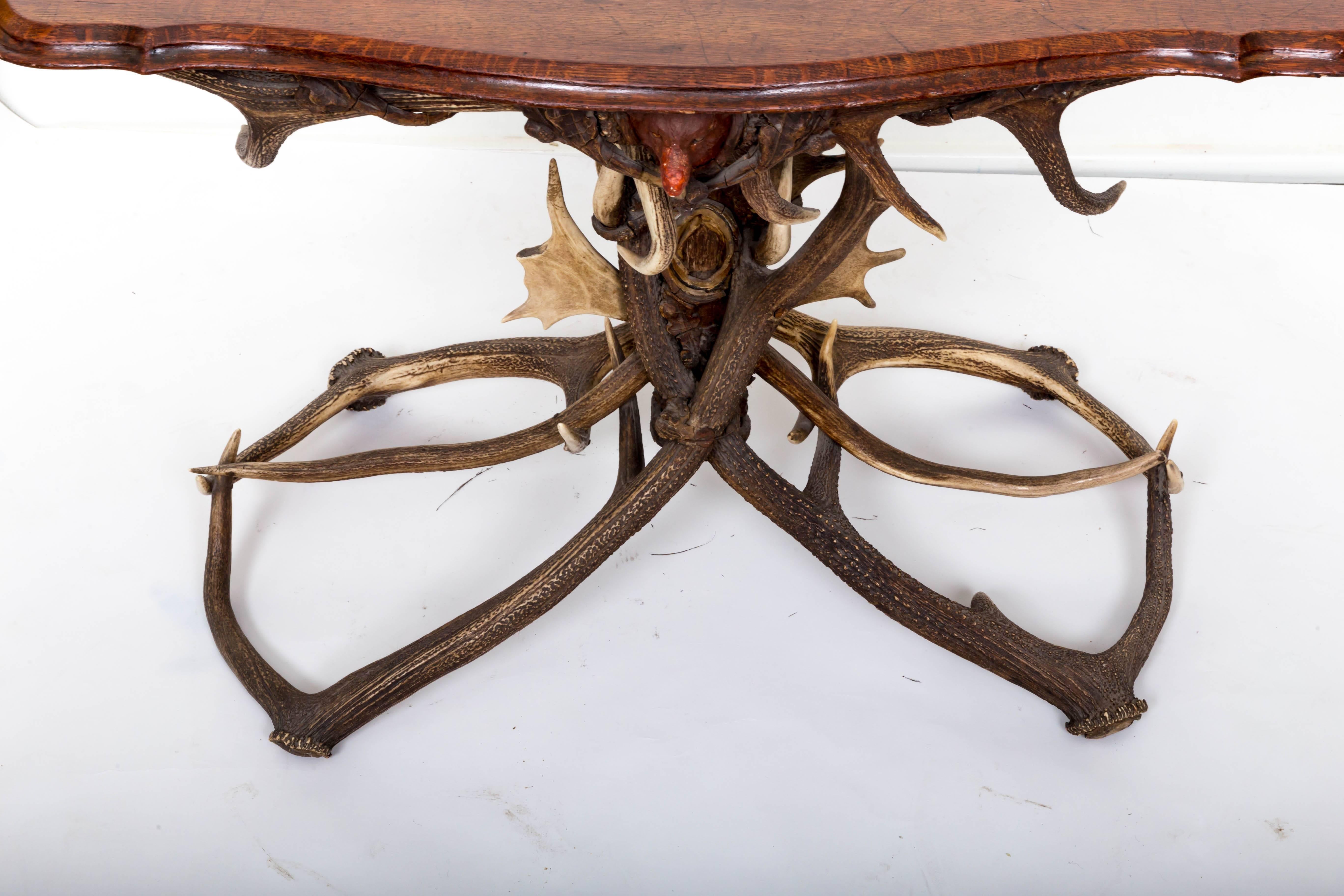 20th Century French Antler Table with Shaped Top For Sale