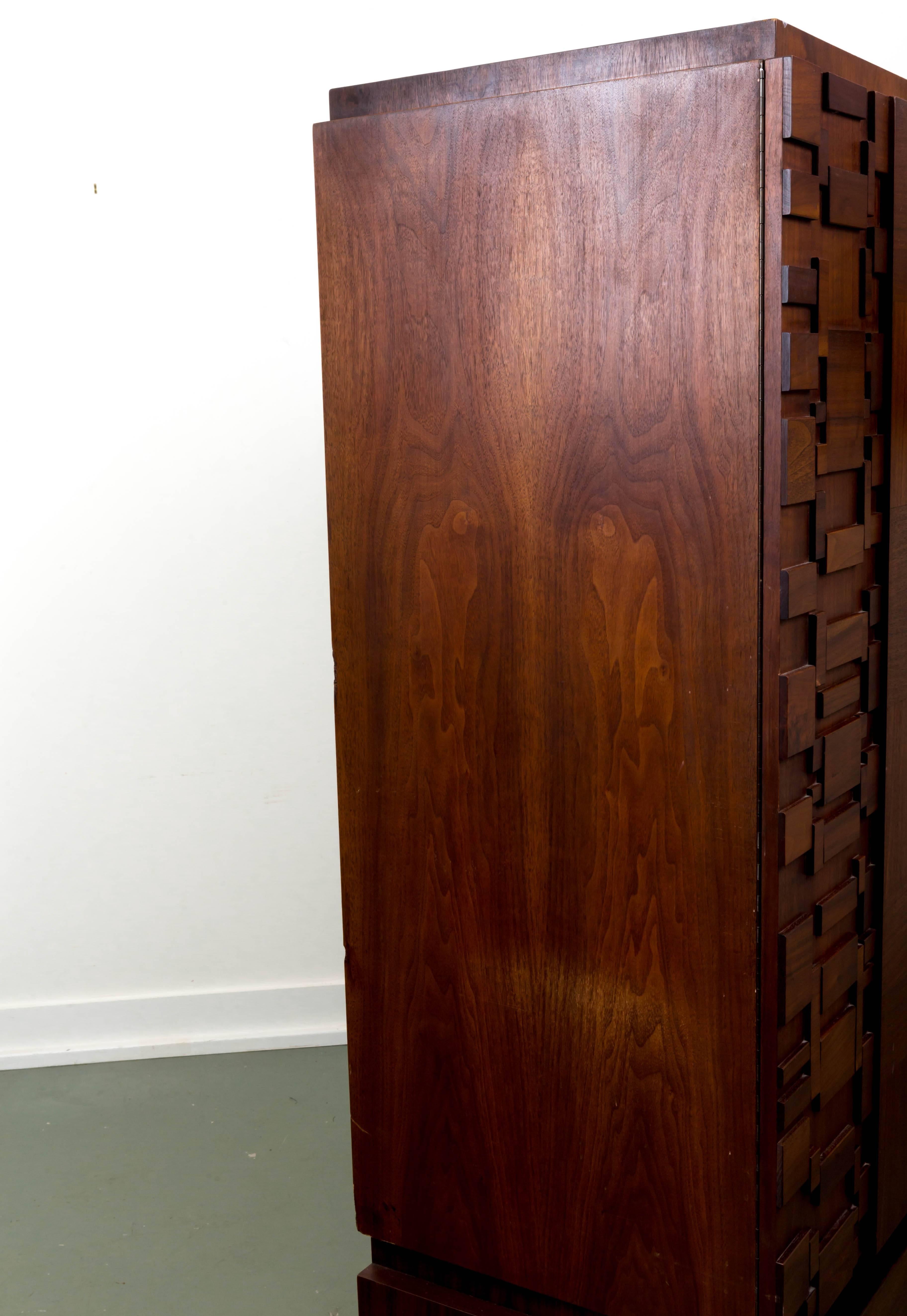 Midcentury Tall Mosaic Wooden Patchwork Dresser 4
