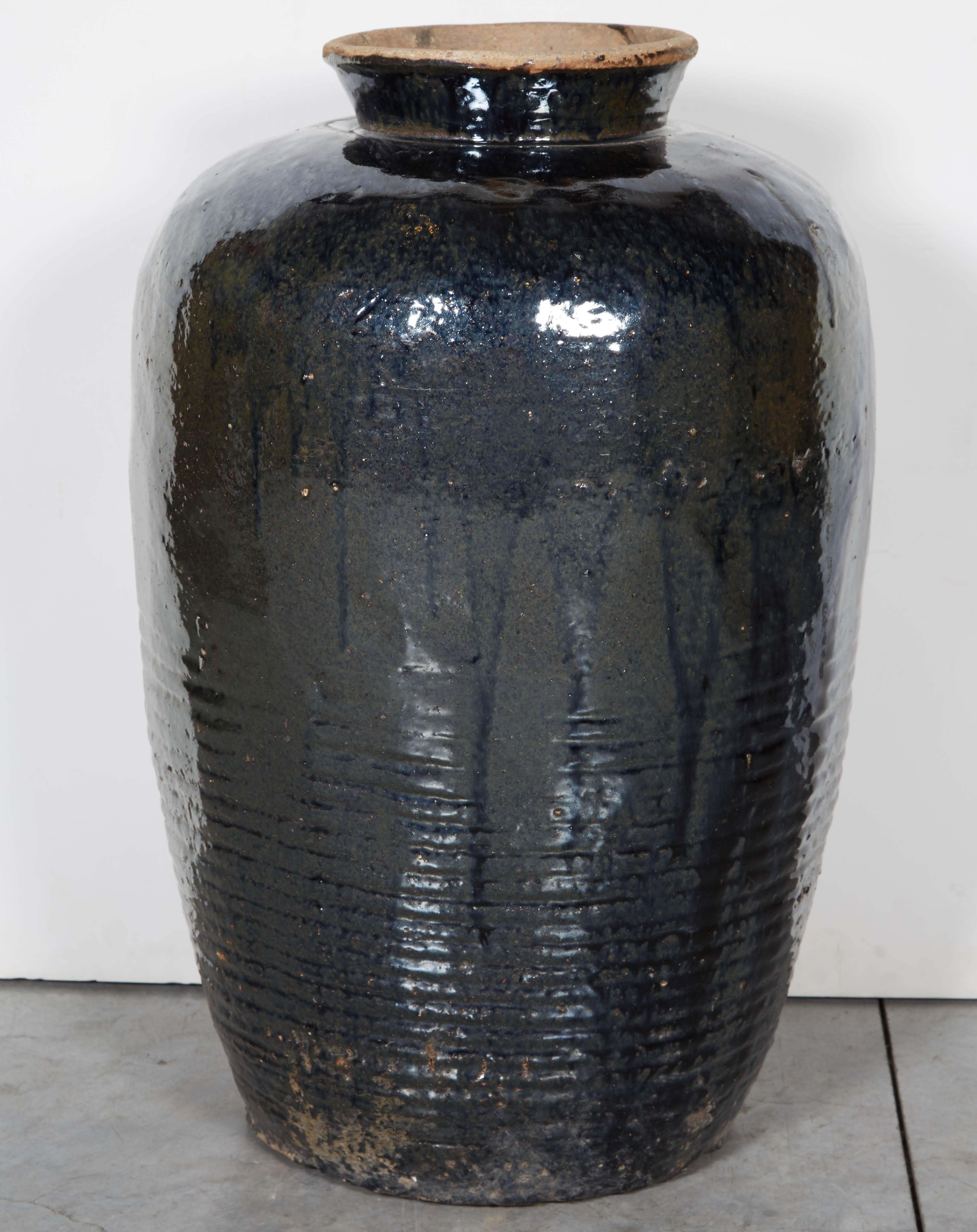 Chinese Tall, Beautifully Glazed Antique Ceramic Wine Jar