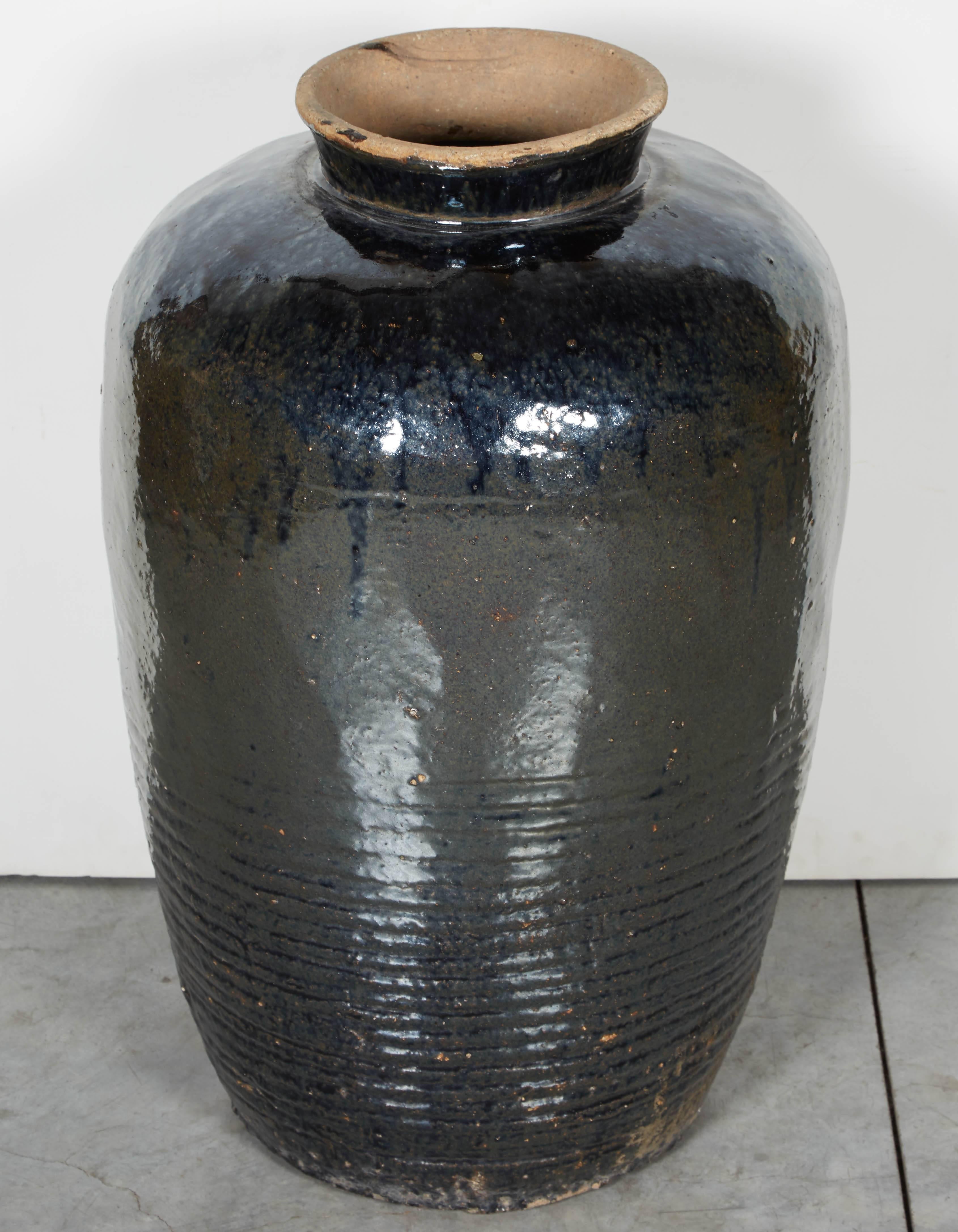 20th Century Tall, Beautifully Glazed Antique Ceramic Wine Jar