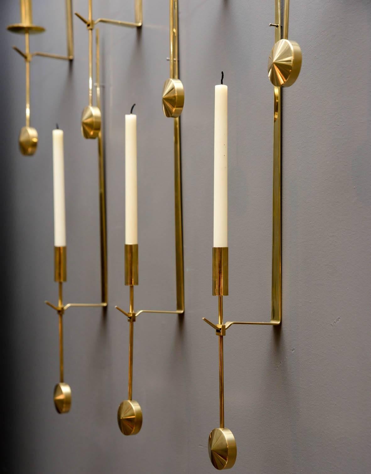 Swedish Brass Pendulum Wall Sconces by Pierre Forsell for Skultuna For Sale