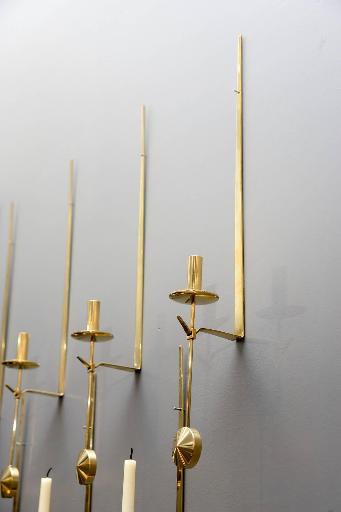 Brass Pendulum Wall Sconces by Pierre Forsell for Skultuna In Excellent Condition For Sale In Saint-Ouen, IDF