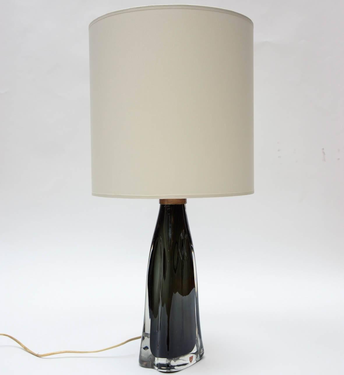 Swedish Pair of Crystal Table Lamps by Nils Landberg for Orrefors
