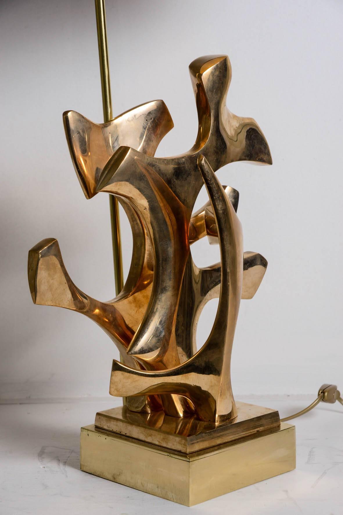 Seltenes Lampenpaar von Fred Brouard (Bronze) im Angebot