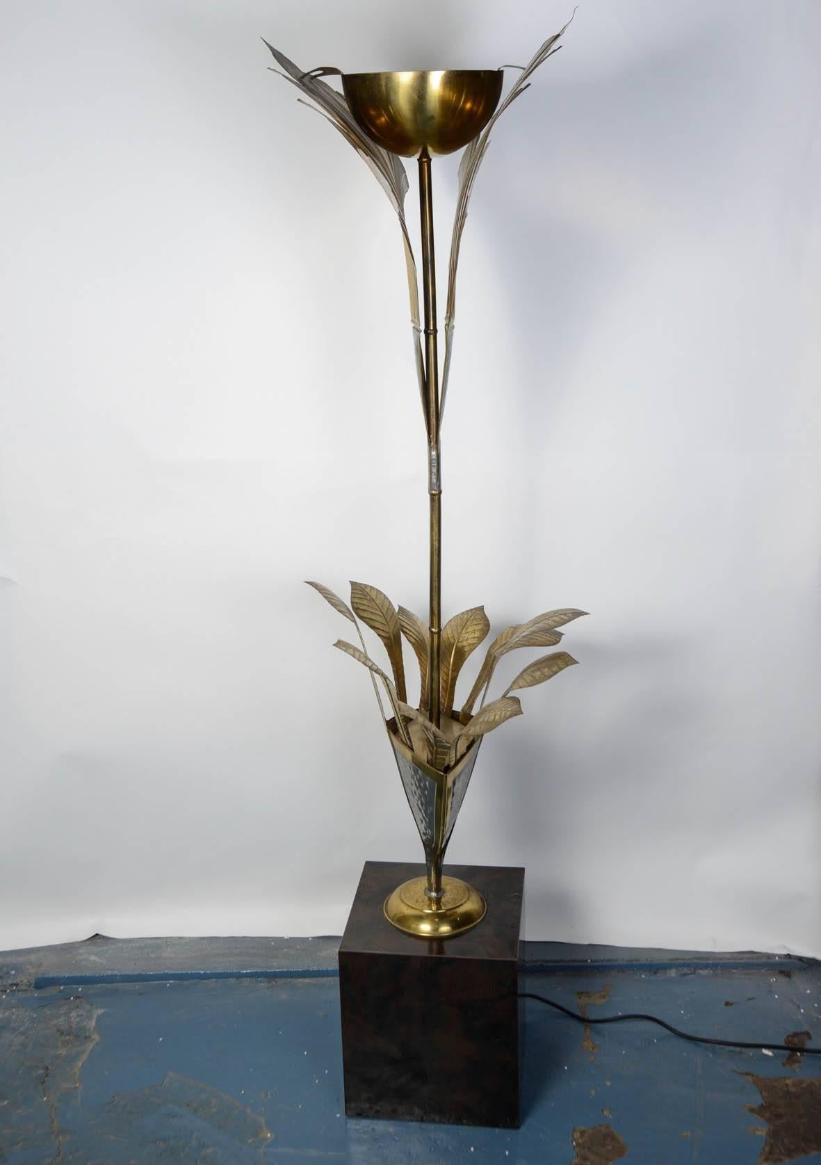 Metal Tall Jungle Lamp Attributed to Henri Fernandez