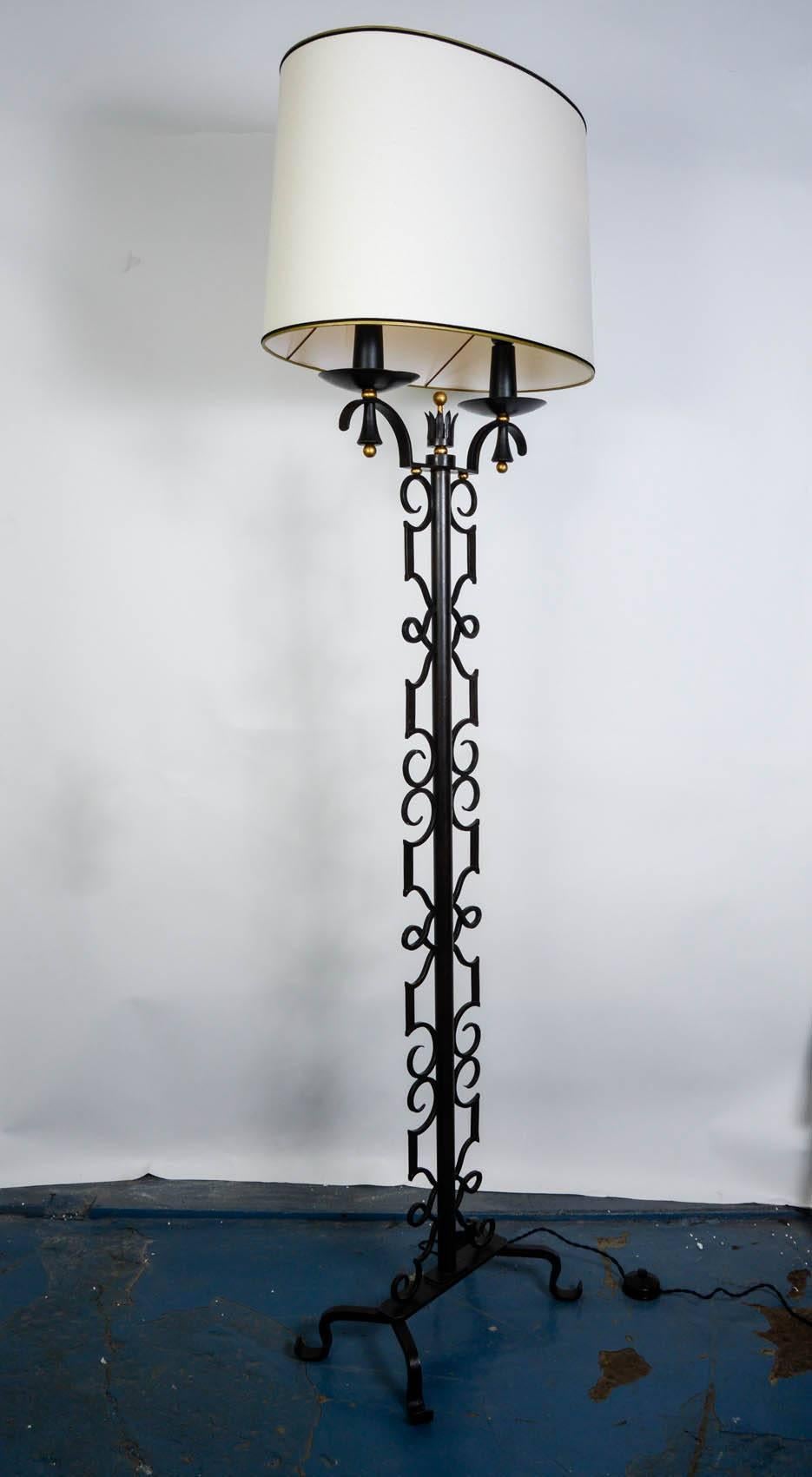 Wrought Iron Rare Floor Lamp Designed by Paul Kiss