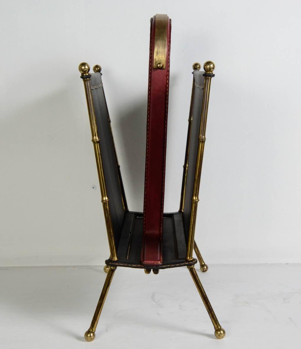 French Unusual Magazine Rack by Jacques Adnet