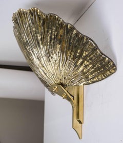 Paire d'Appliques Inhabituelles en Verre de Murano à Feuilles Ginko