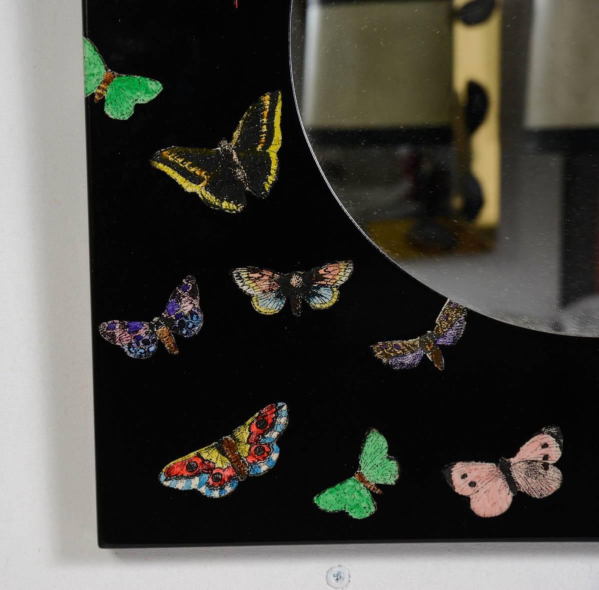 Multi colored  mirror with butterfly