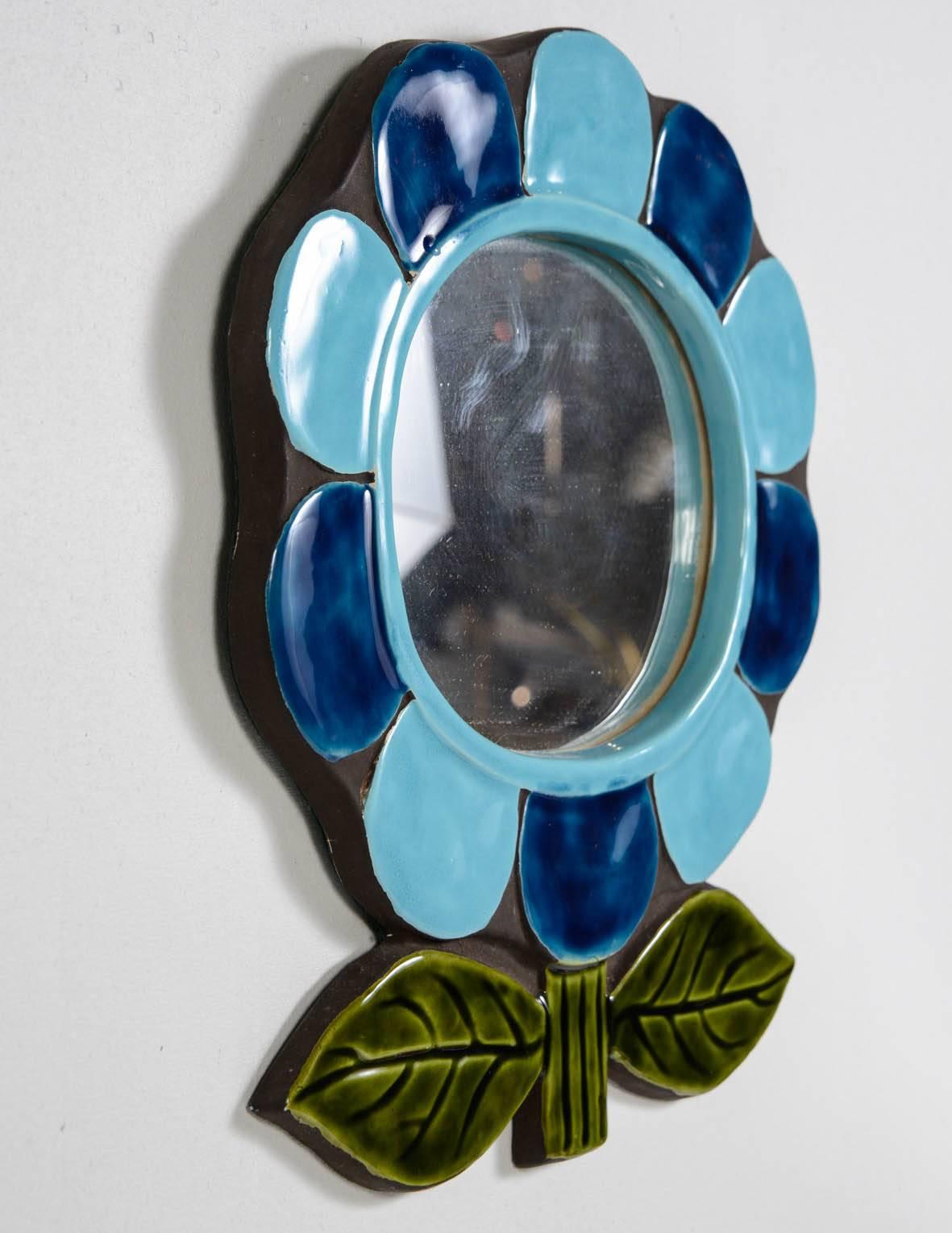 1970s Ceramic Mirror by Catherine Benito In Excellent Condition In Bois-Colombes, FR