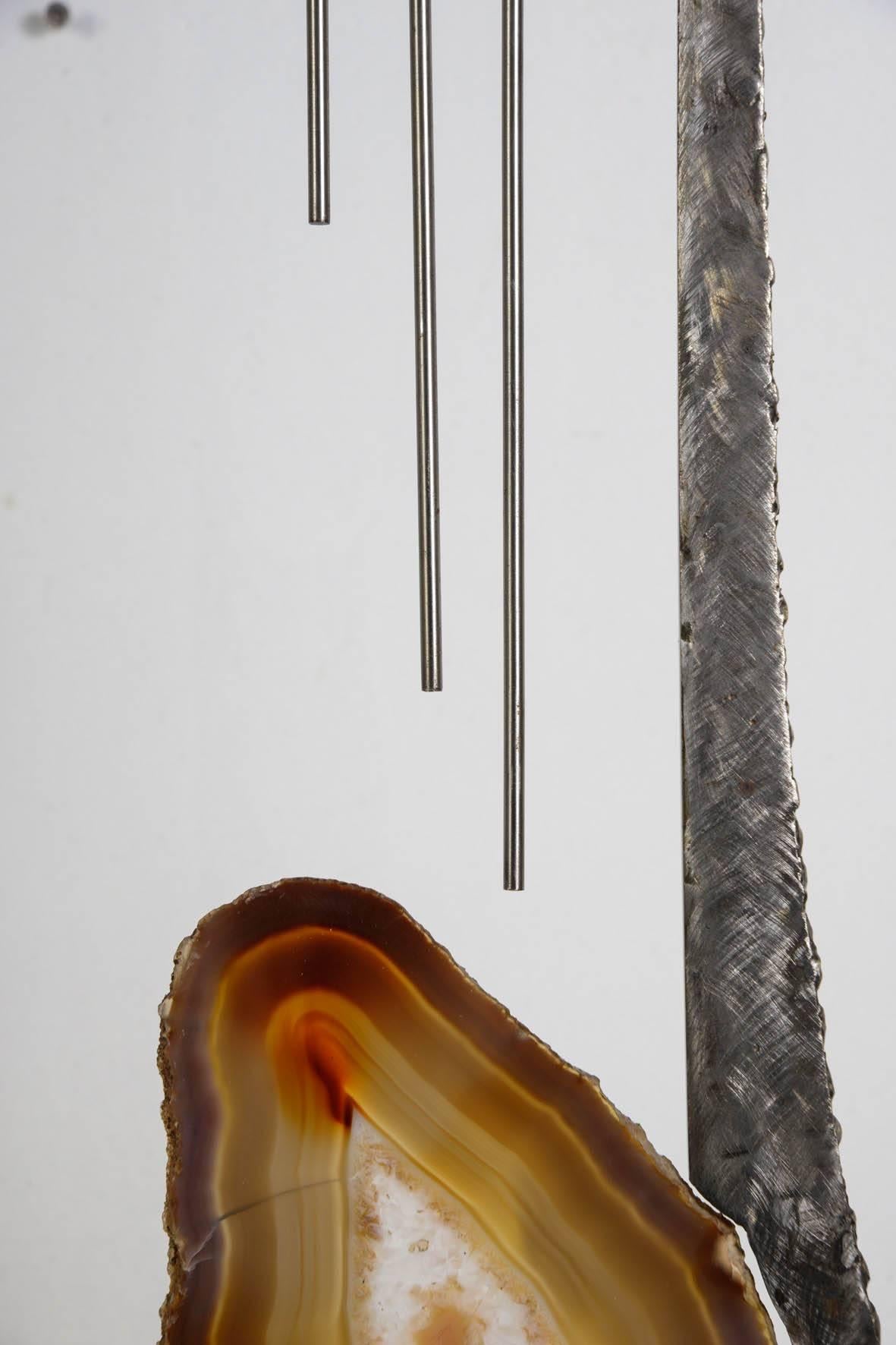 One of a Kind Brutalist Sculpture with Agate In Good Condition In Bois-Colombes, FR