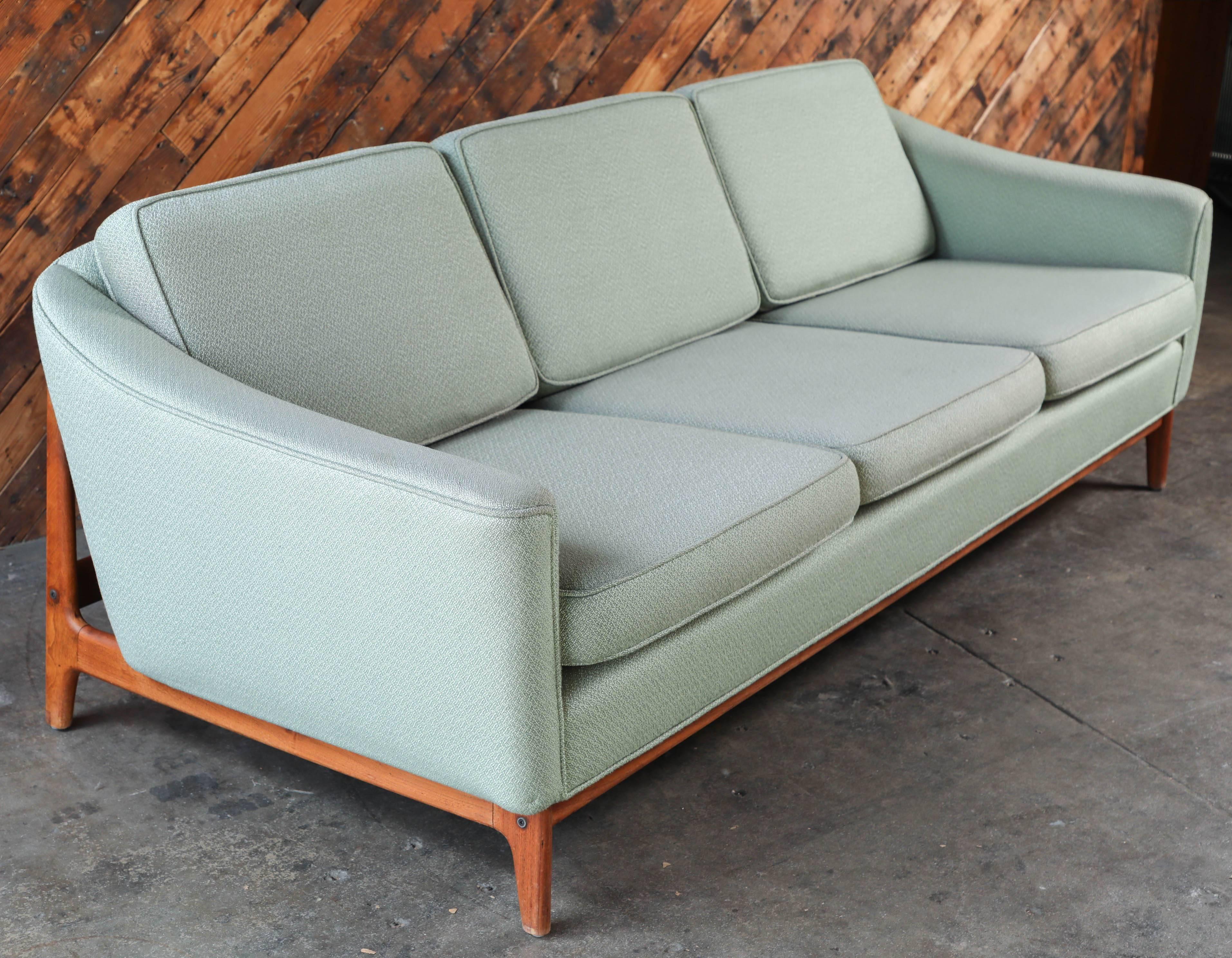 Mid-20th Century Mid Century Floating Walnut Base Sofa by DUX, Made in Sweden