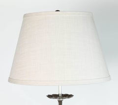 Vintage French Iron Floor Lamp with Aged Silver Finish