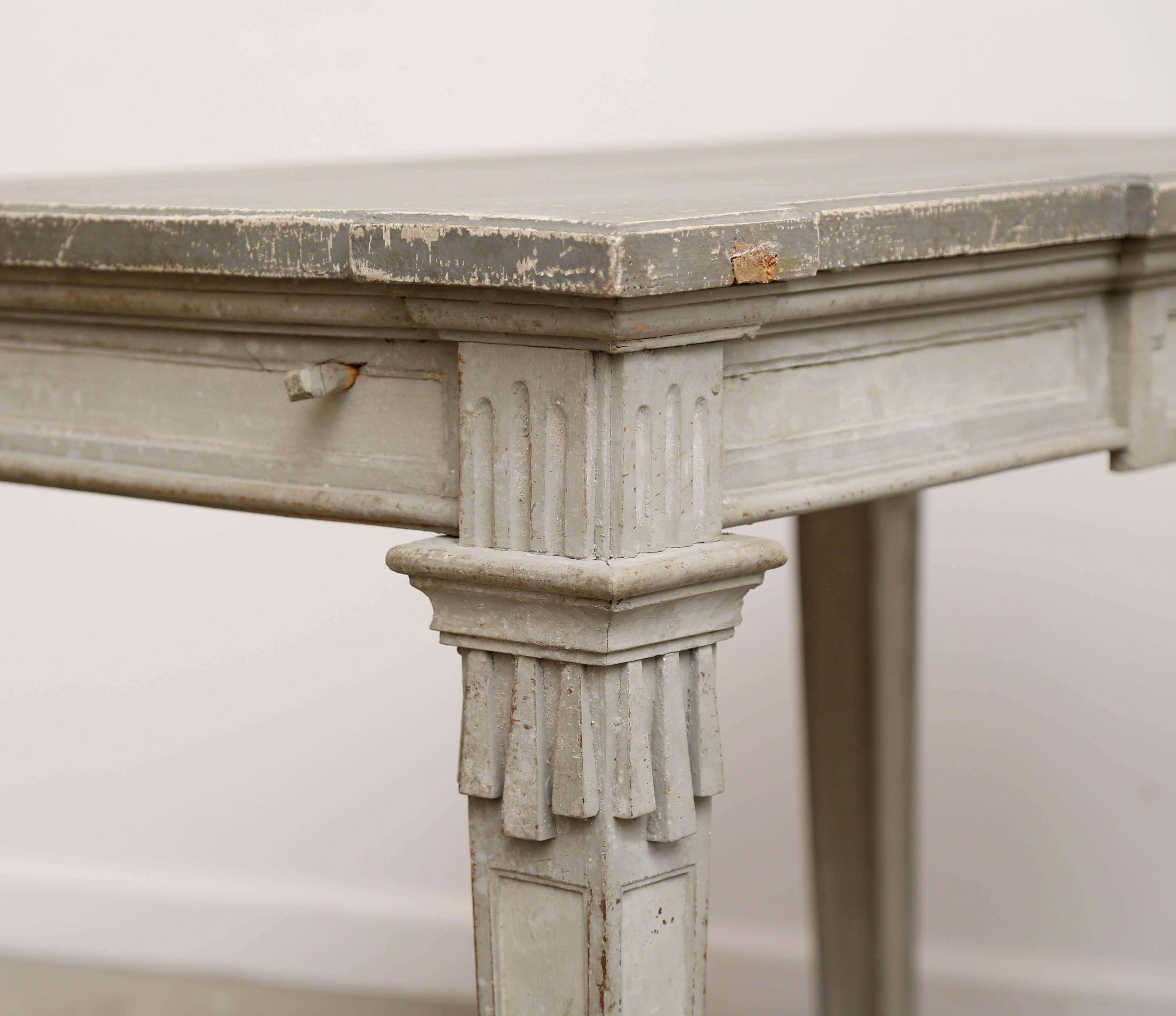 Antique Swedish Period Gustavian Painted Console Table Early 19th Century In Good Condition In West Palm Beach, FL