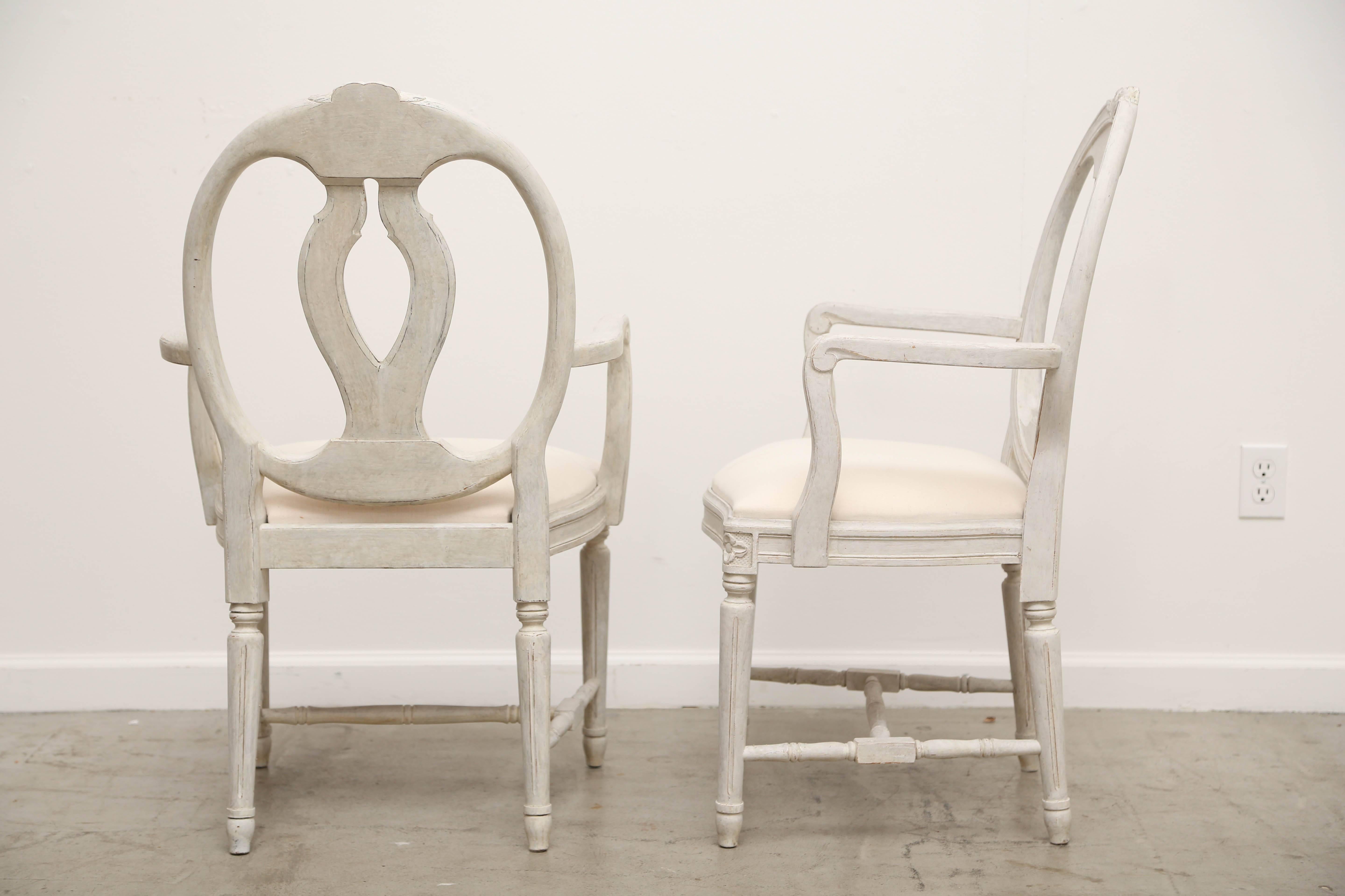 Pair of Swedish Gustavian Style Painted Armchairs, Early 20th Century 2