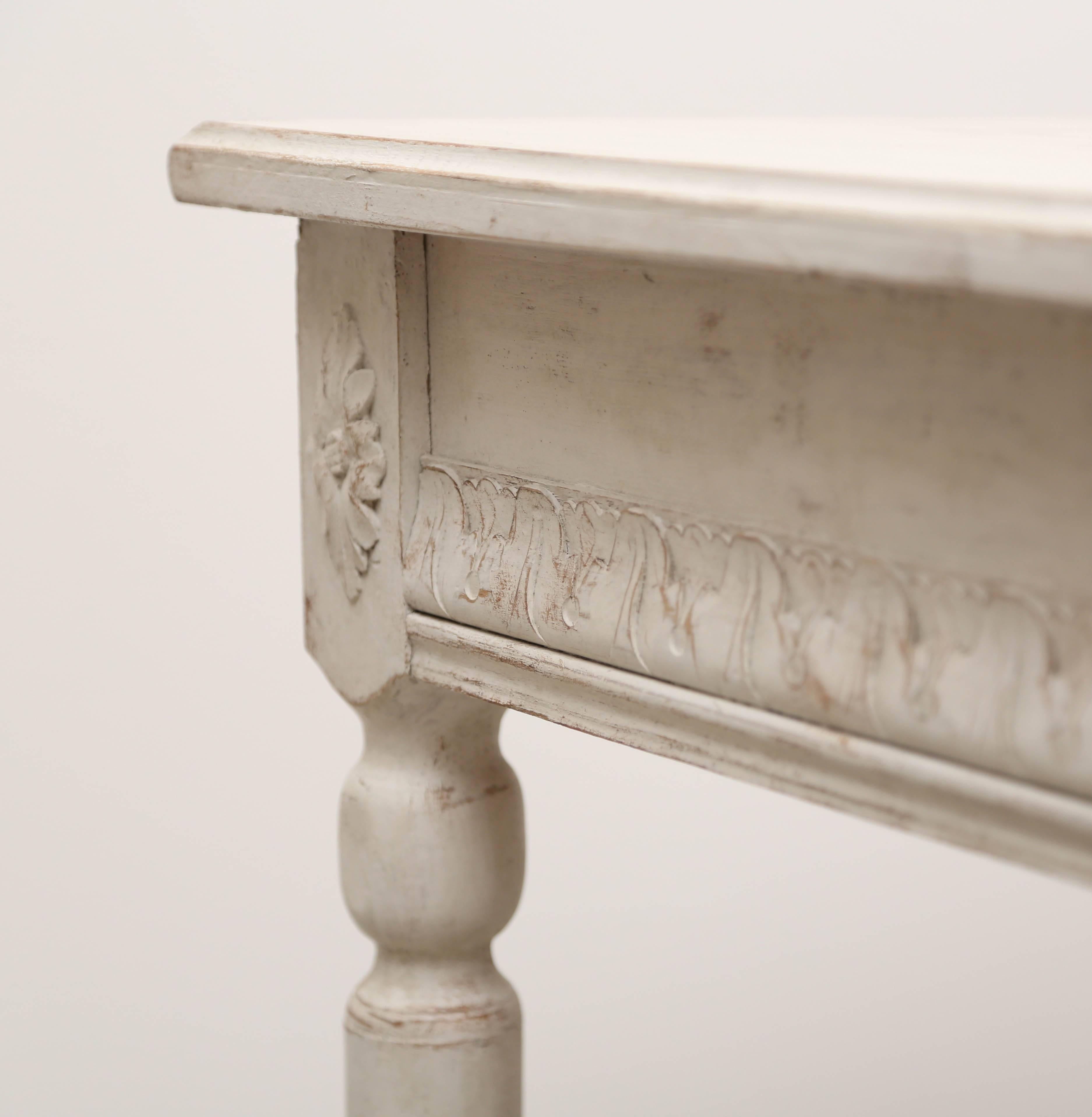 Gustavian Pair of Antique Swedish Painted Console Tables, Late 19th Century For Sale