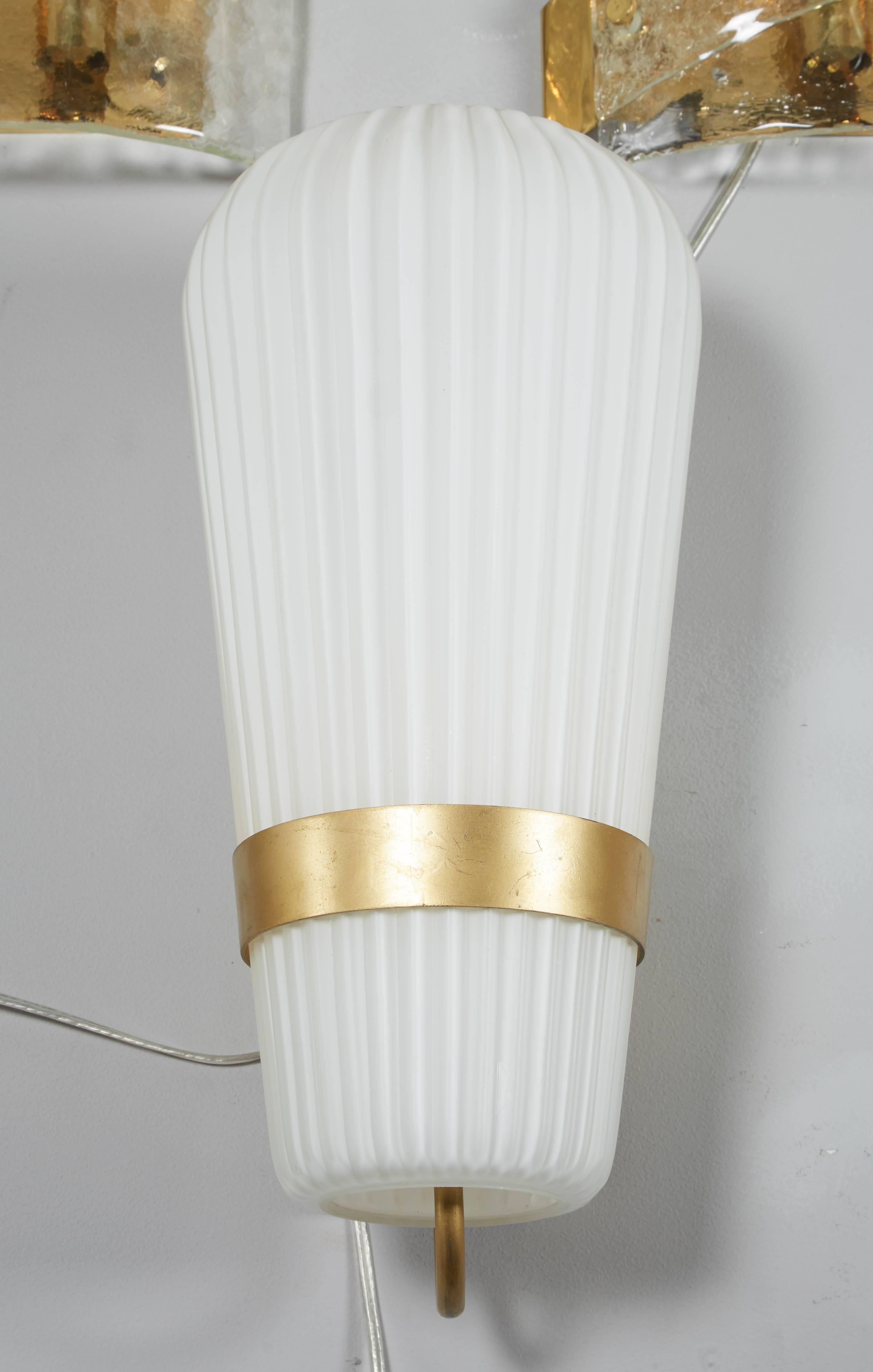 Mid-Century Modern Vintage Pair of Philips Opal Sconces