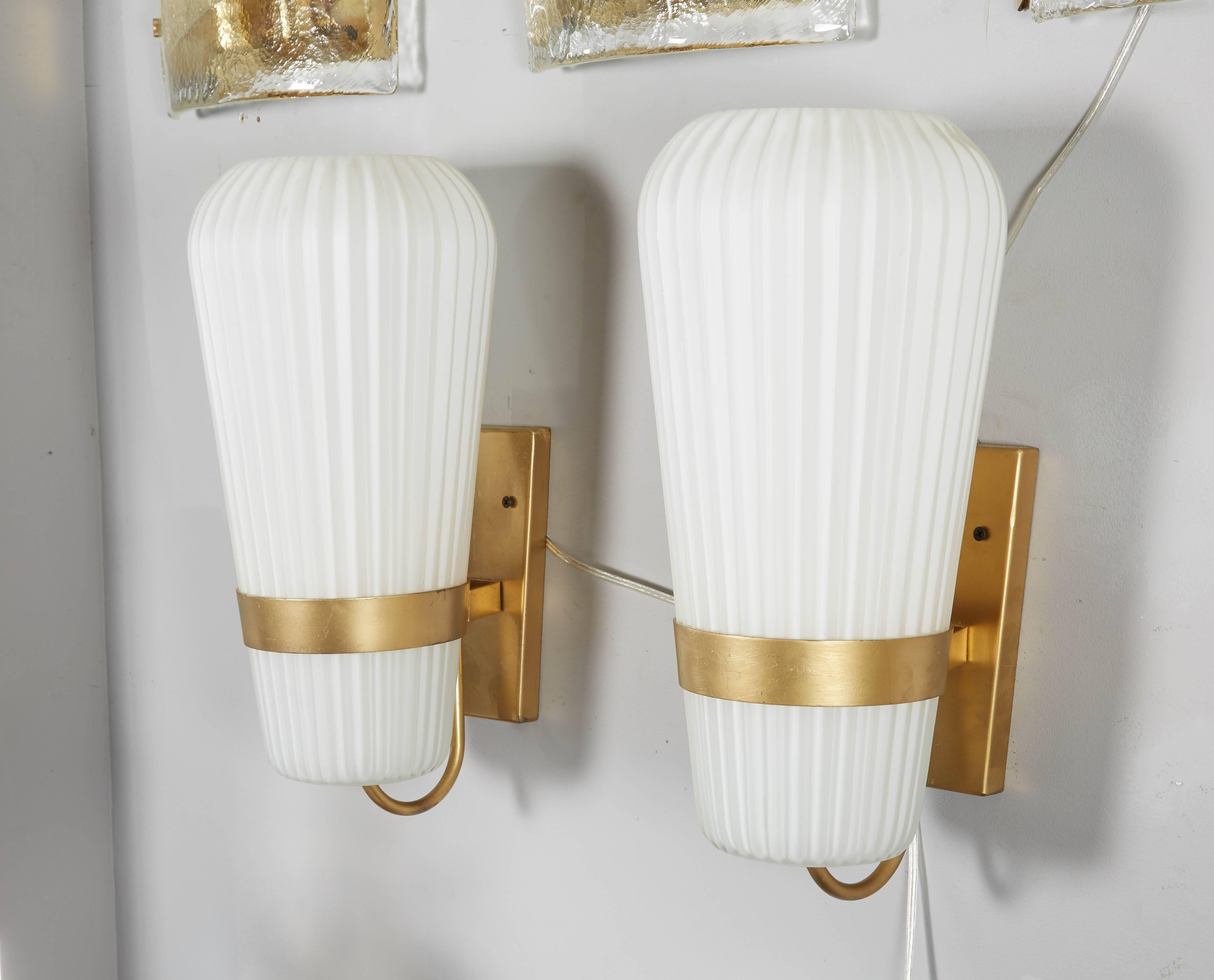 Vintage Pair of Philips Opal Sconces In Excellent Condition In New York, NY