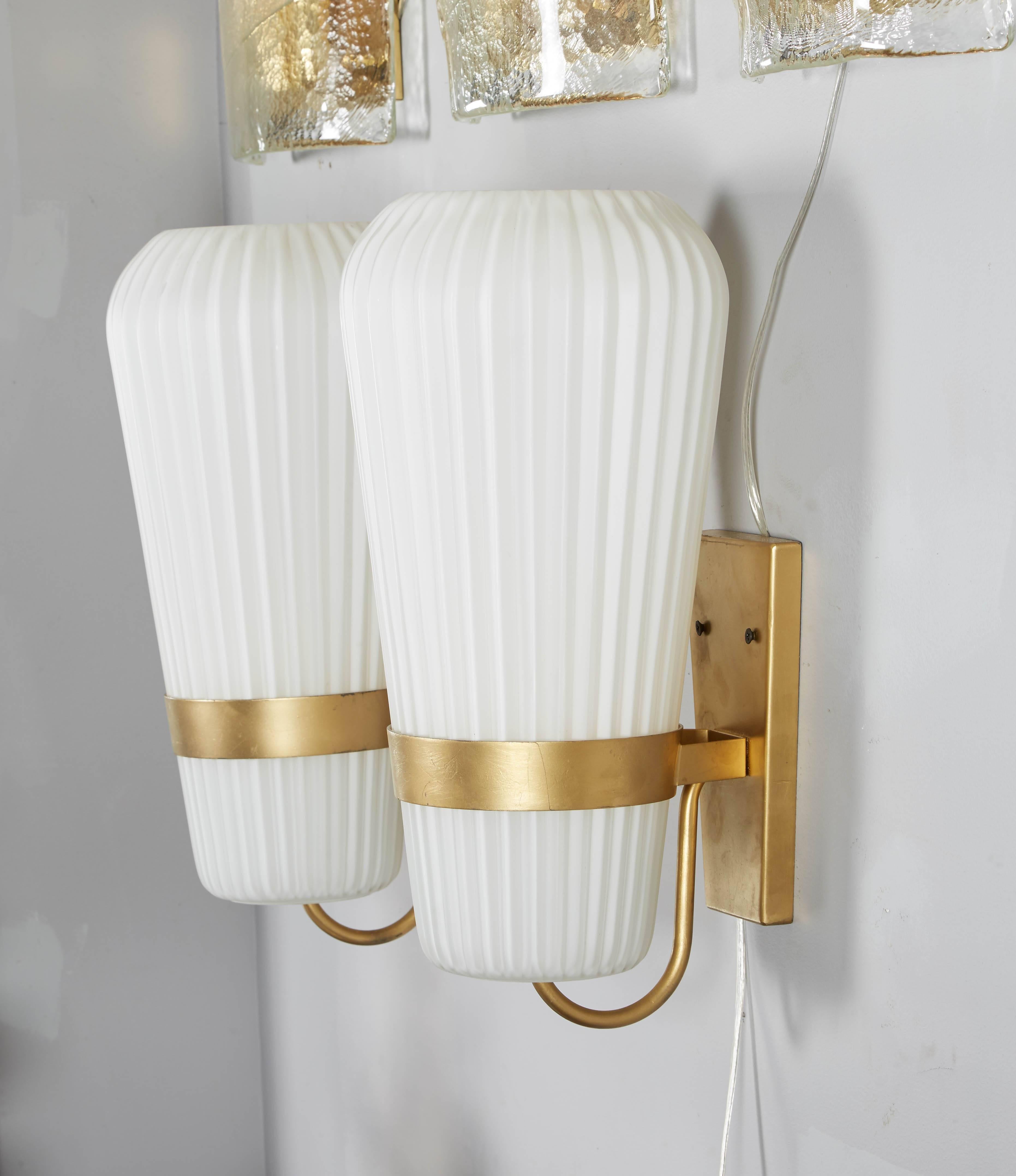 Mid-20th Century Vintage Pair of Philips Opal Sconces