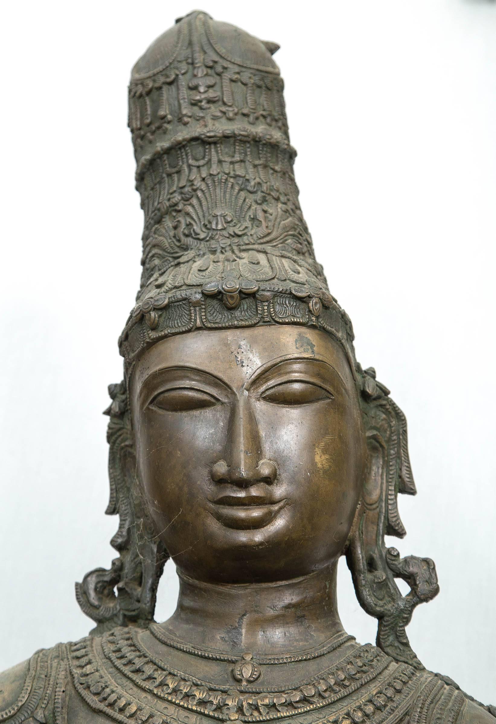Large 20th Century Decorative  Bronze Standing  Figure of Sri-Lakshmi 1