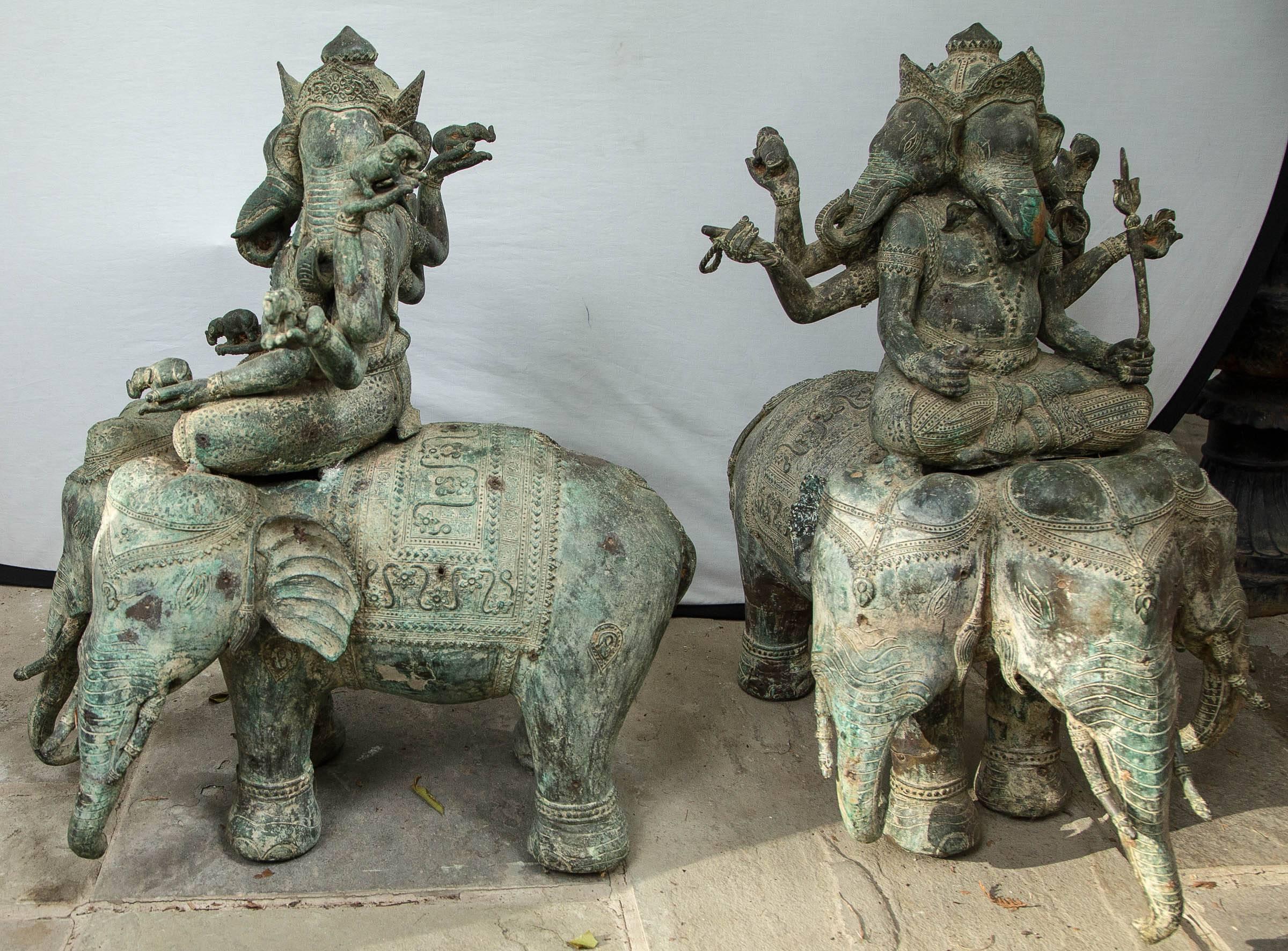 Pair of Thai Bronze Elephant Dieties For Sale 3