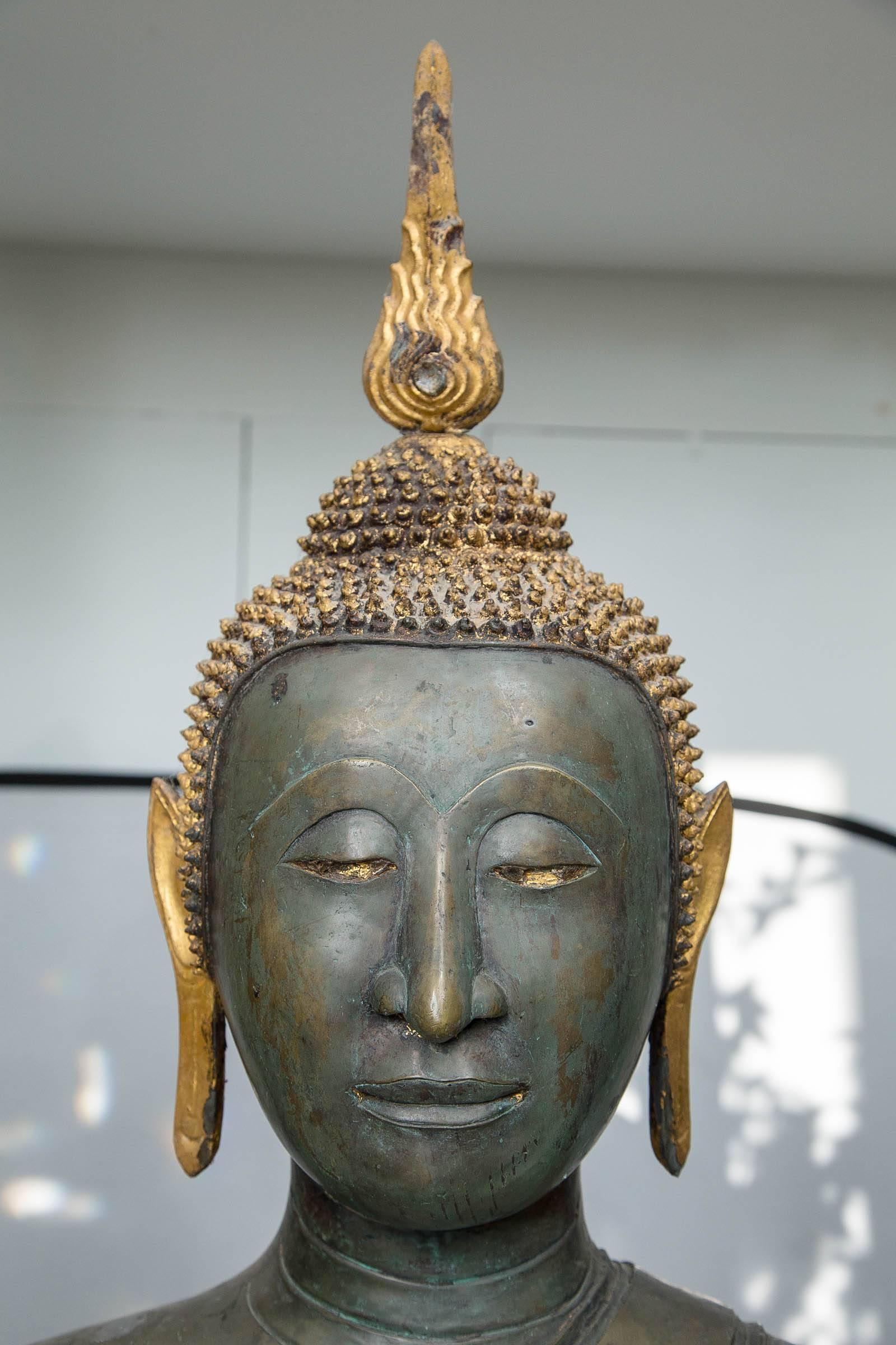 Cast Thai Bronze Seated Buddha For Sale