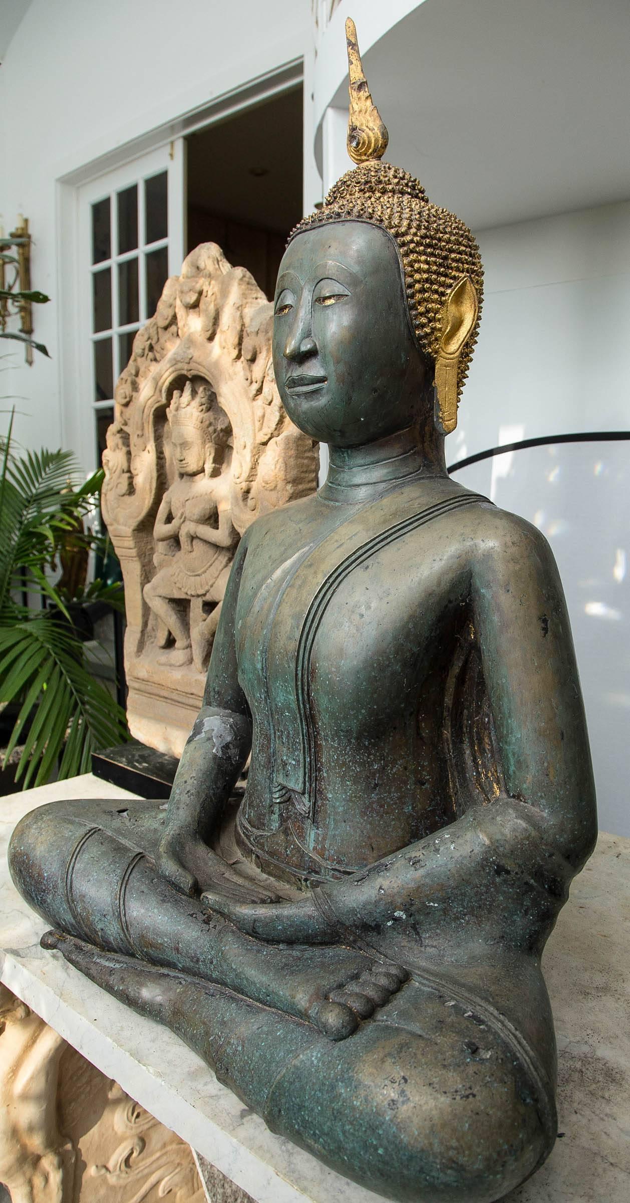 Thai Bronze Seated Buddha For Sale 3