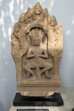 Sandstone Cambodian Carved Architectural Fragment
