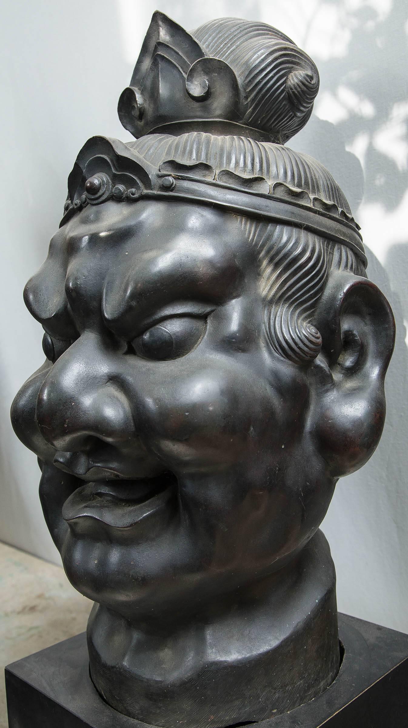 20th Century Japanese Bronze Head of a Deity For Sale 1