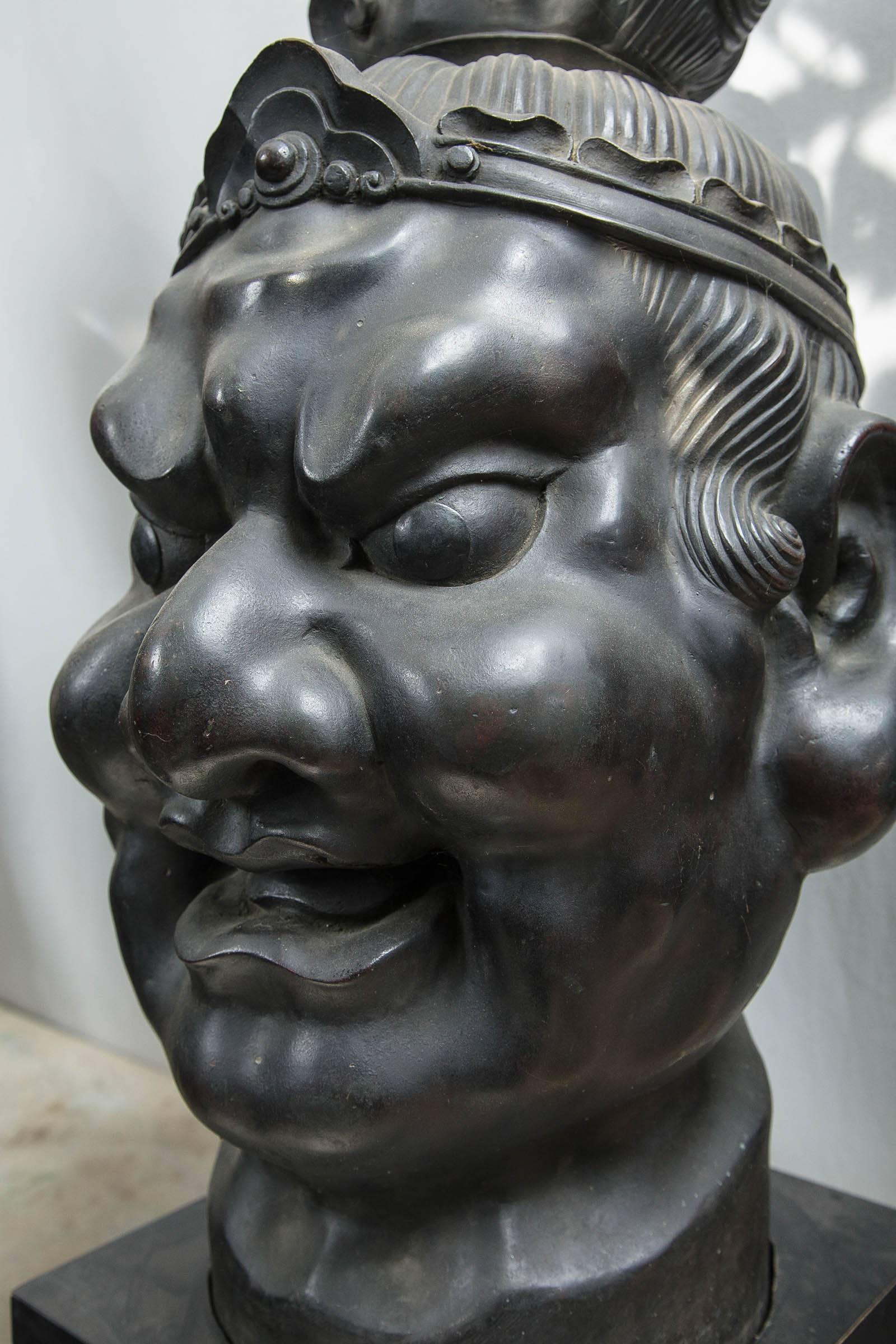 20th Century Japanese Bronze Head of a Deity For Sale 2
