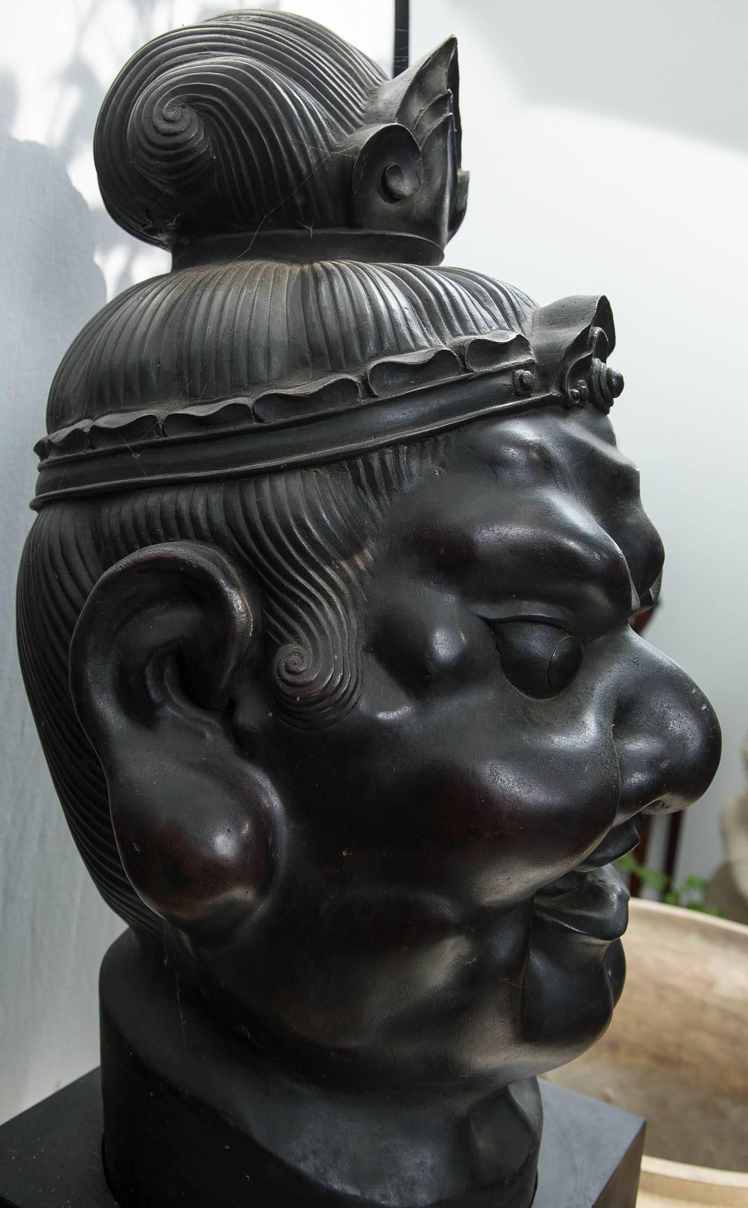 20th Century Japanese Bronze Head of a Deity For Sale 3