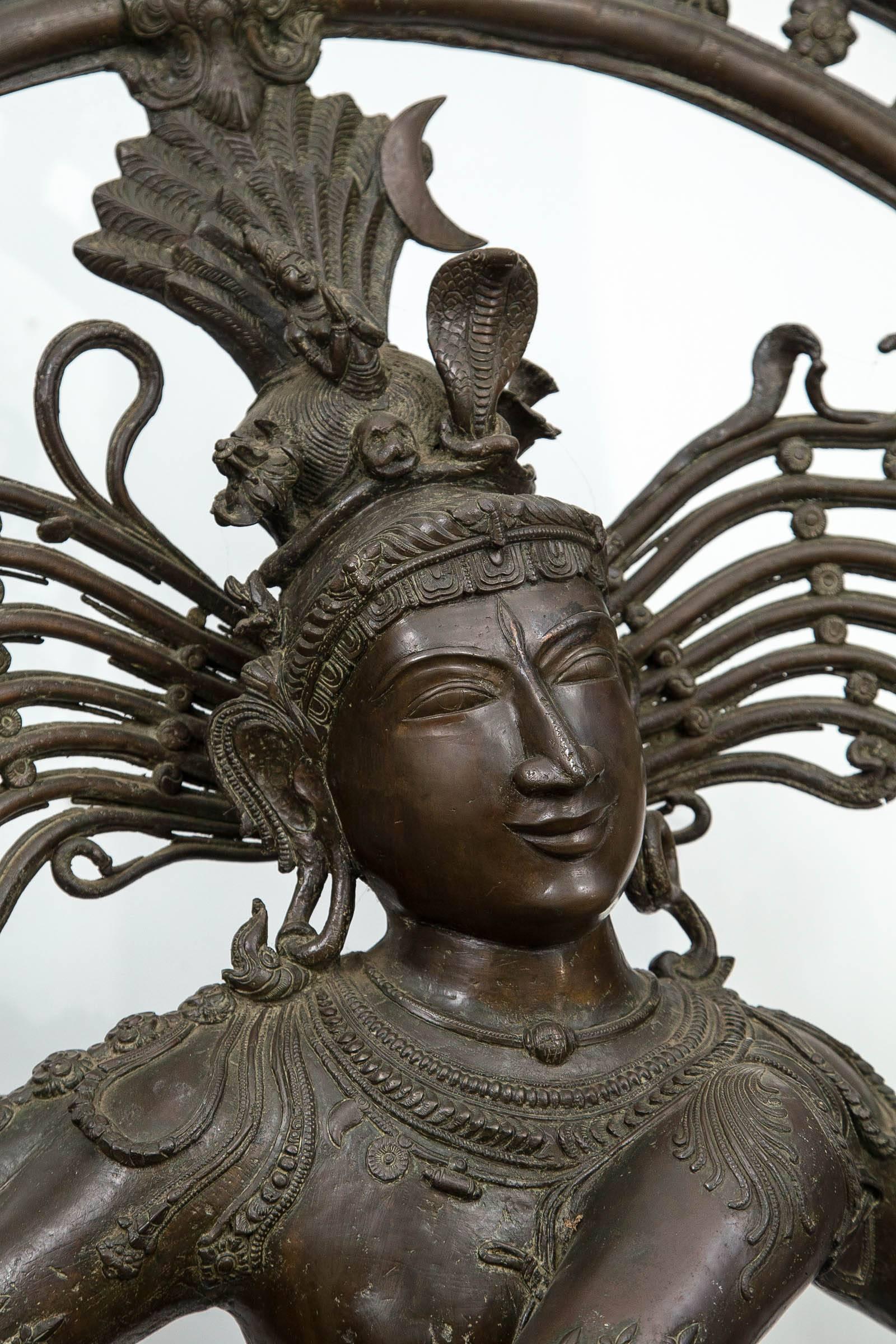 20th Century Decorative Bronze Figure of the Dancing Shiva In Good Condition In Woodbury, CT