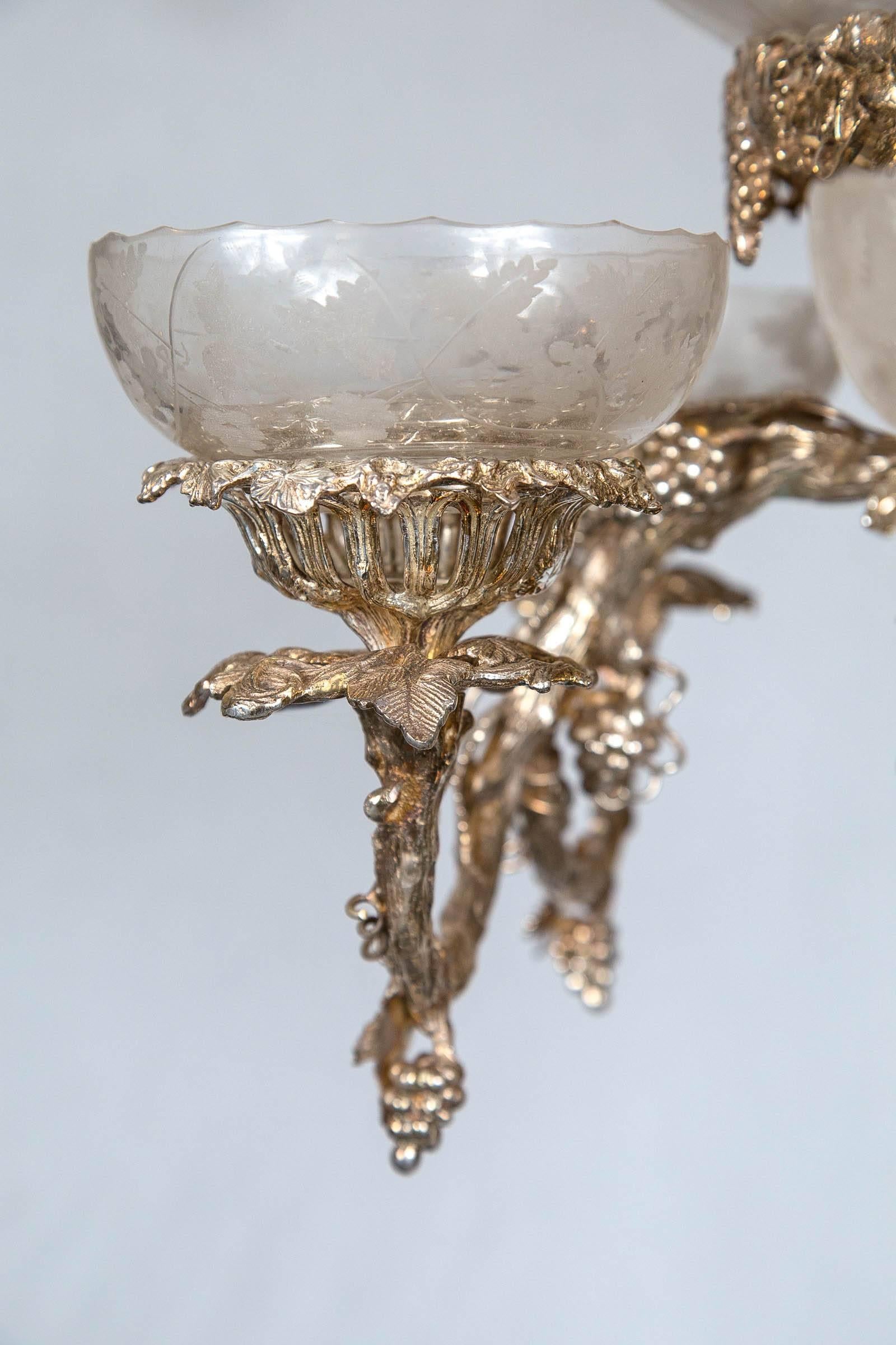 British Silver Plated Epergne For Sale