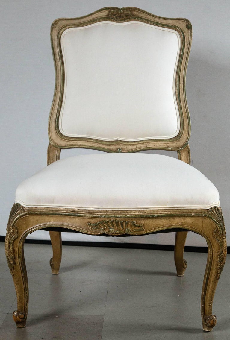 Pair of French Style Side Chairs with Carved Frames For Sale at 1stDibs