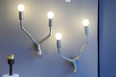 Pair of Maison Arlus Nickeled Two Arms Wall Sconces