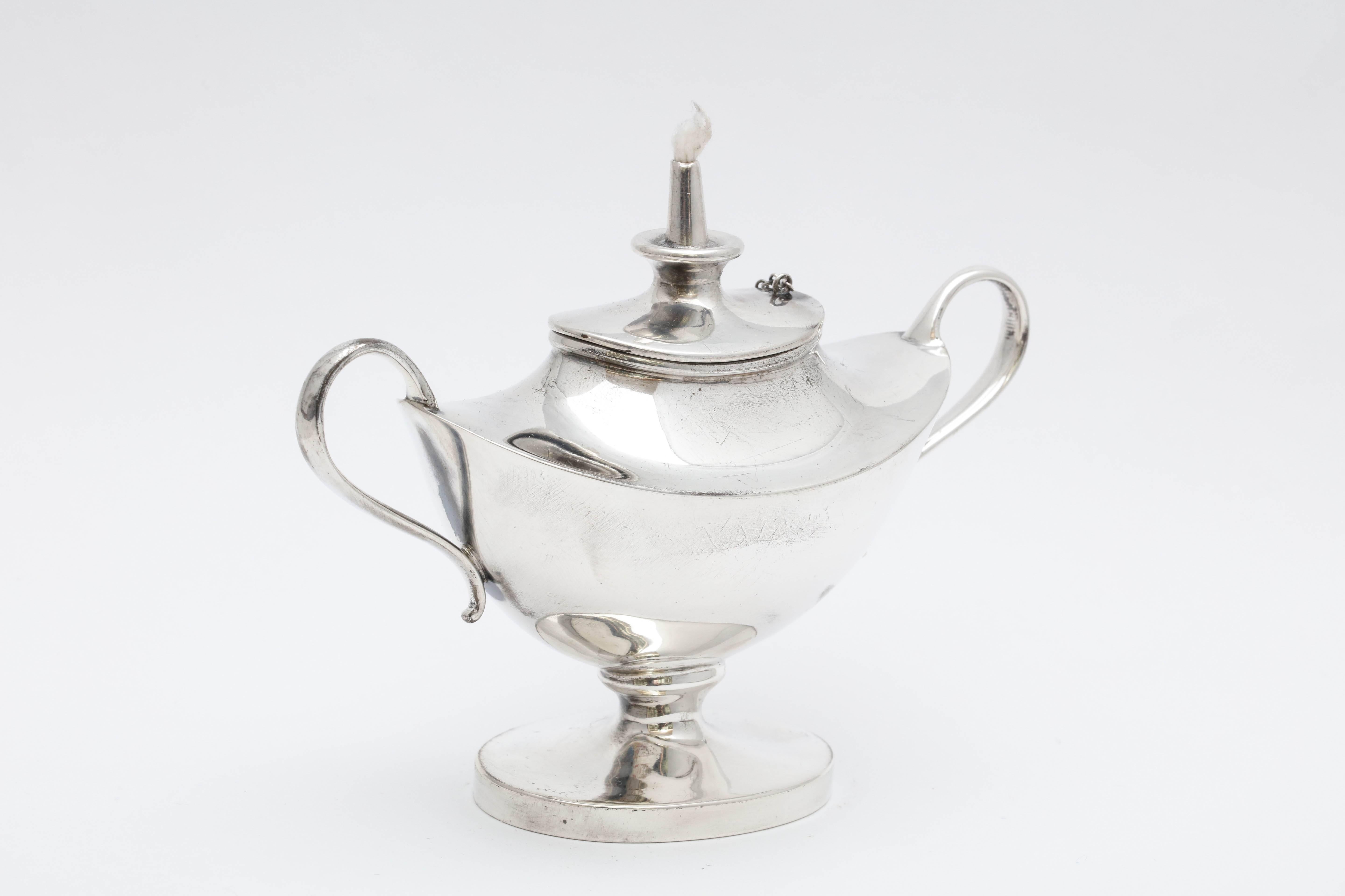 Early 20th Century Edwardian Sterling Silver Aladdin's Lamp-Style Table Oil Lamp or Lighter
