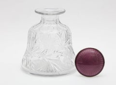 Edwardian Sterling Silver and Purple Enamel Stoppered Crystal Perfume Bottle