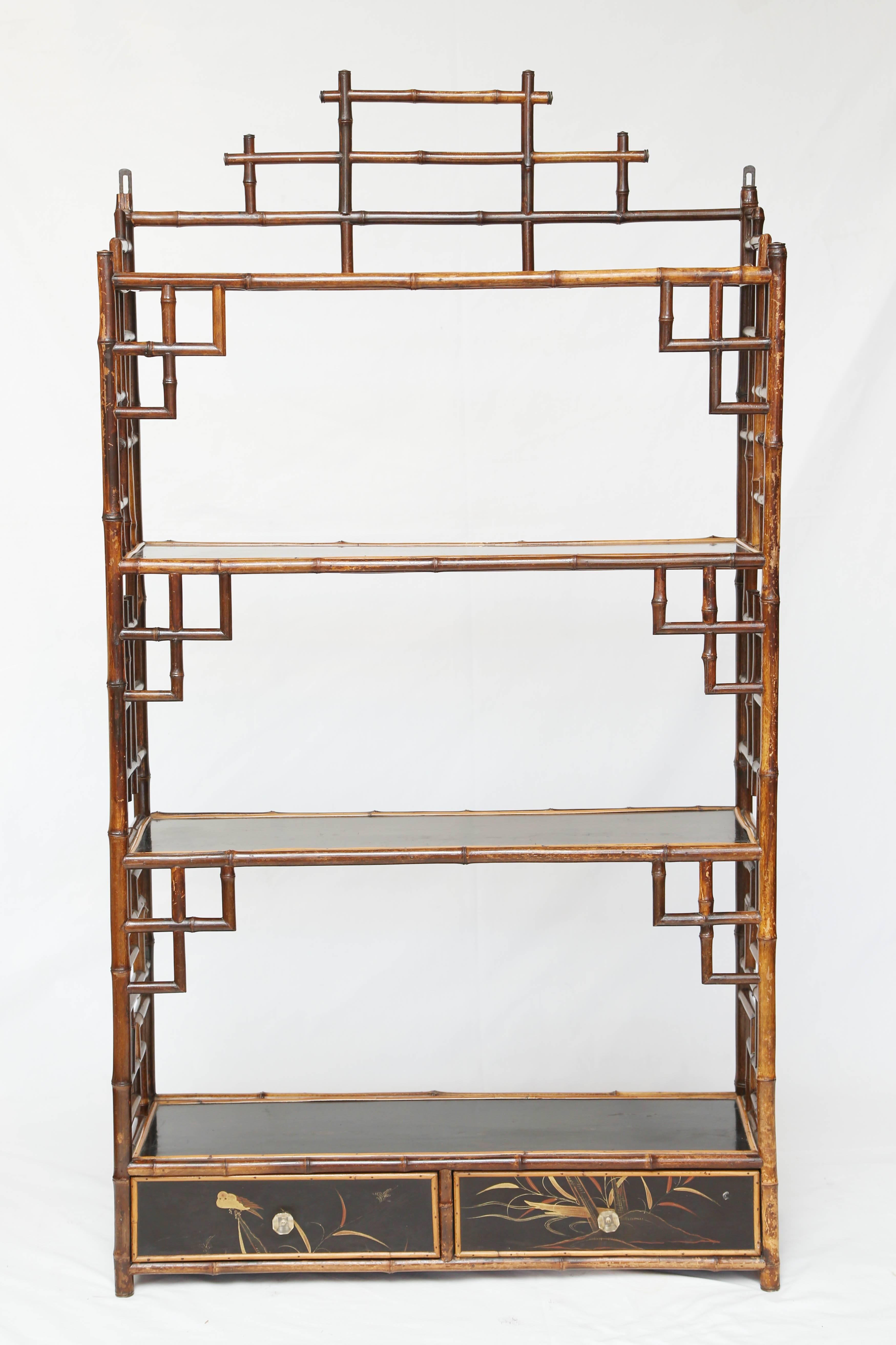 English Beautiful Hanging 19th Century Bamboo Étagère