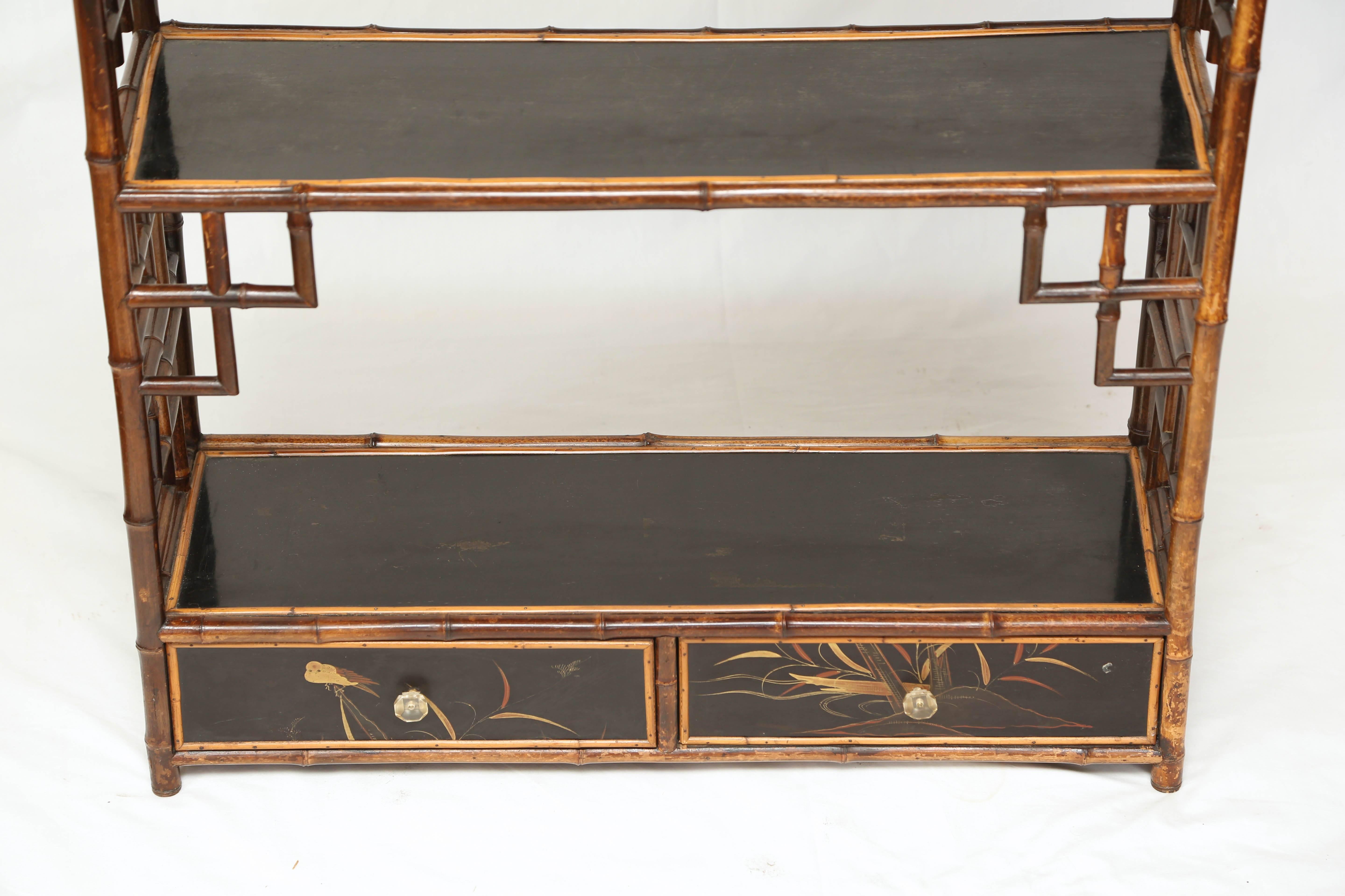 Beautiful Hanging 19th Century Bamboo Étagère In Excellent Condition In West Palm Beach, FL