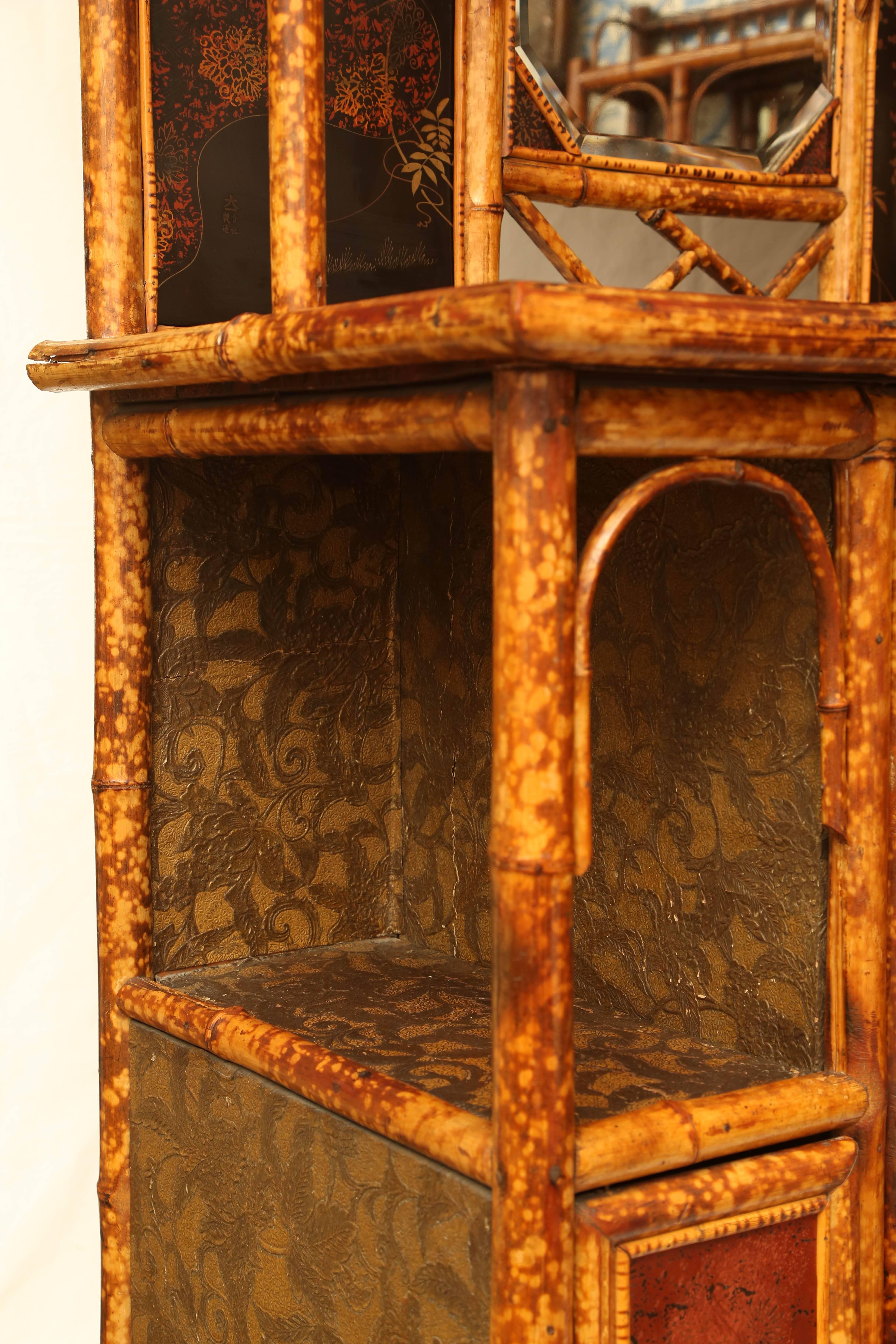 Beautiful 19th Century English Bamboo Lacquer Curio Cabinet 6