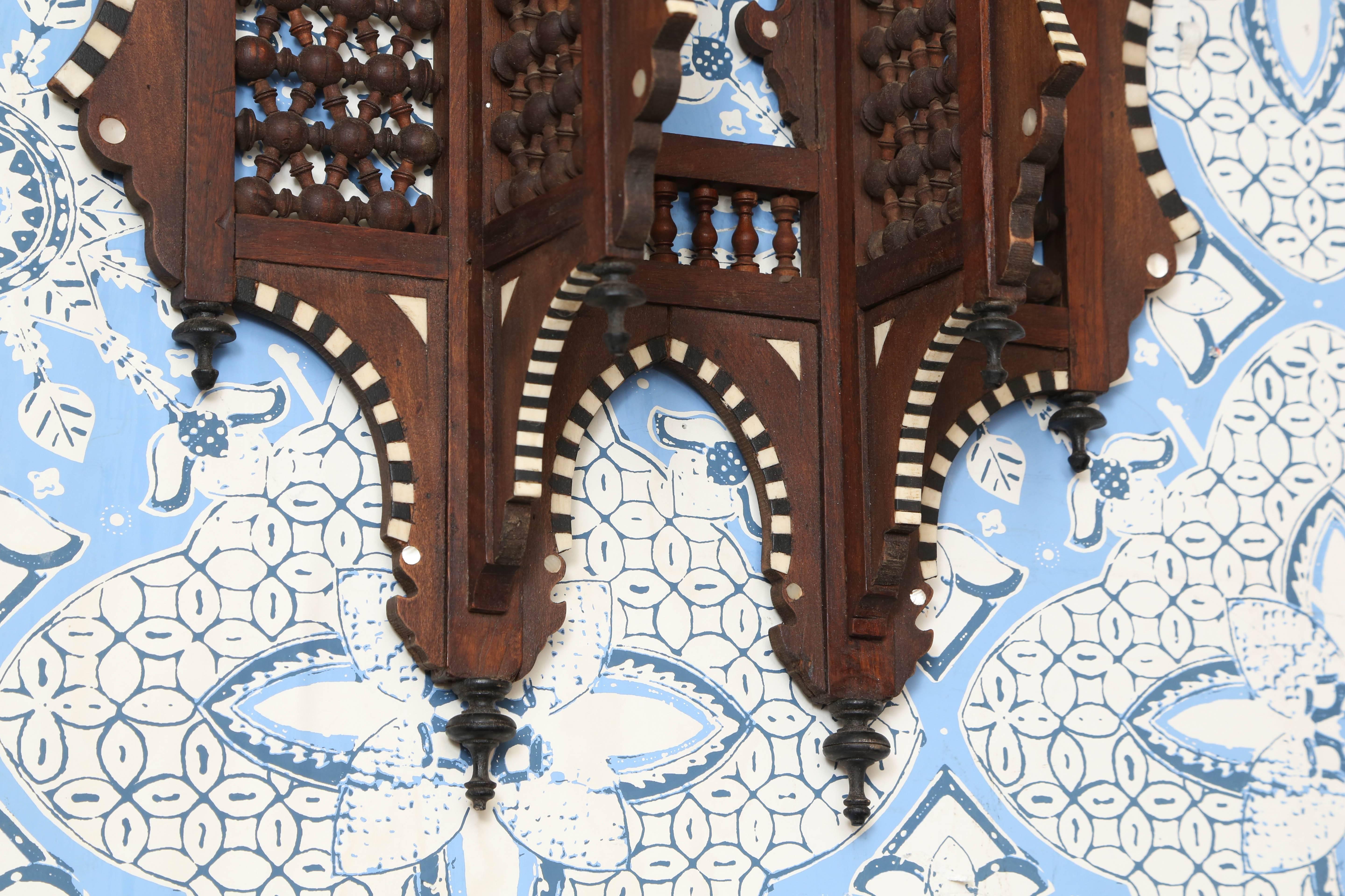 Superb Moroccan Carved Inlaid Hanging Wall Shelf 1