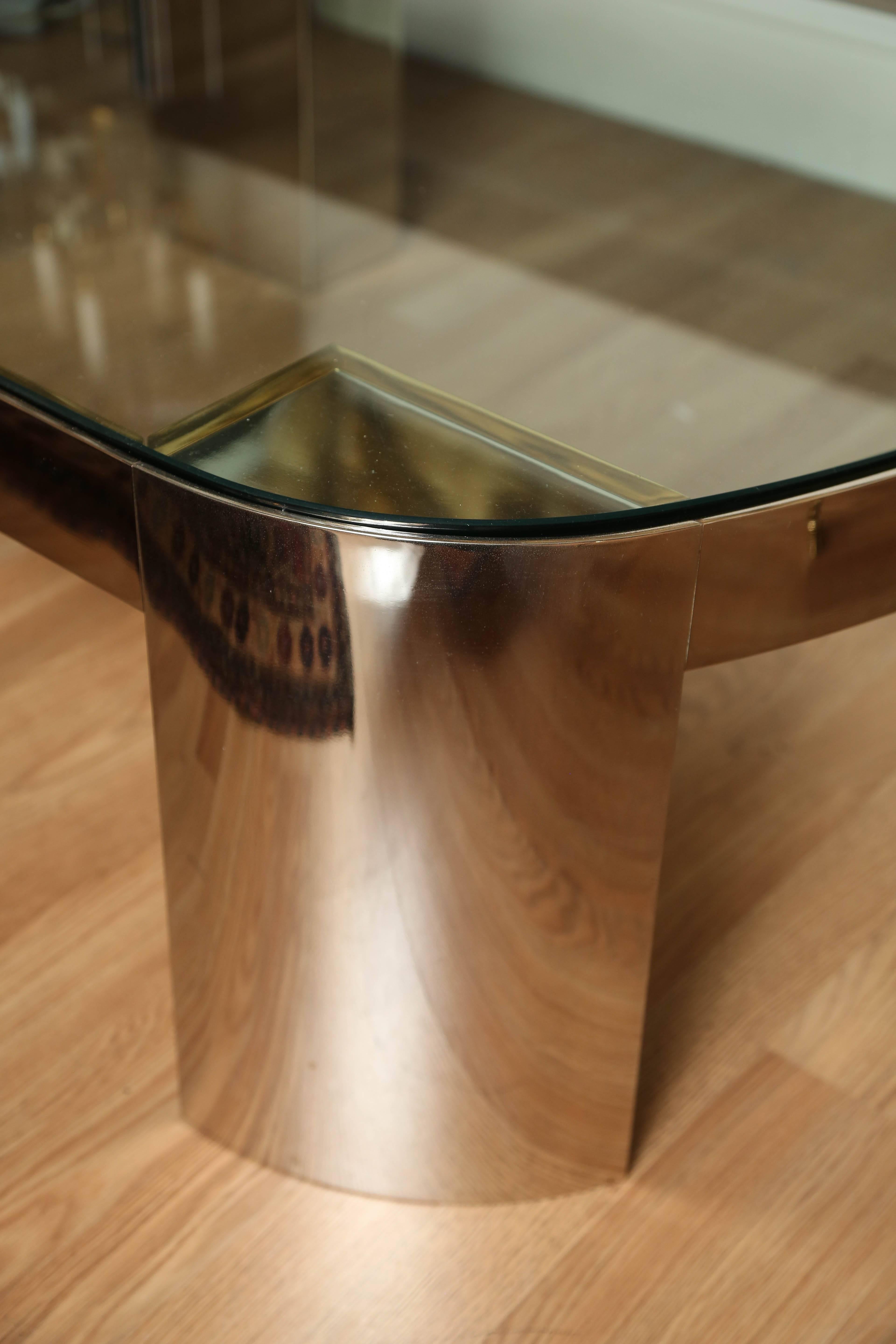 20th Century Brass and Stainless Steel Coffee Table by Karl Springer