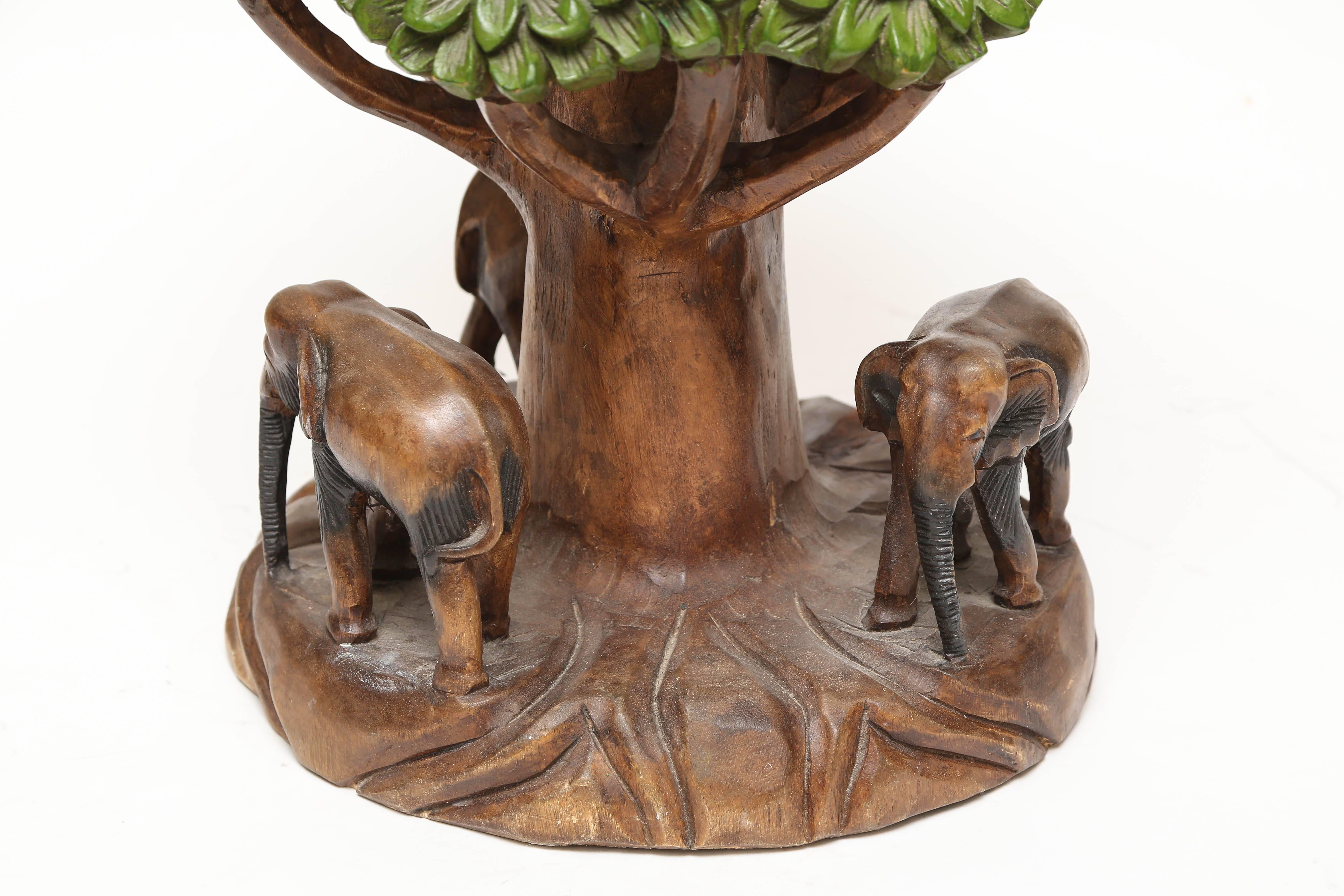 Carved Wood Elephant Garden Seat In Good Condition In West Palm Beach, FL