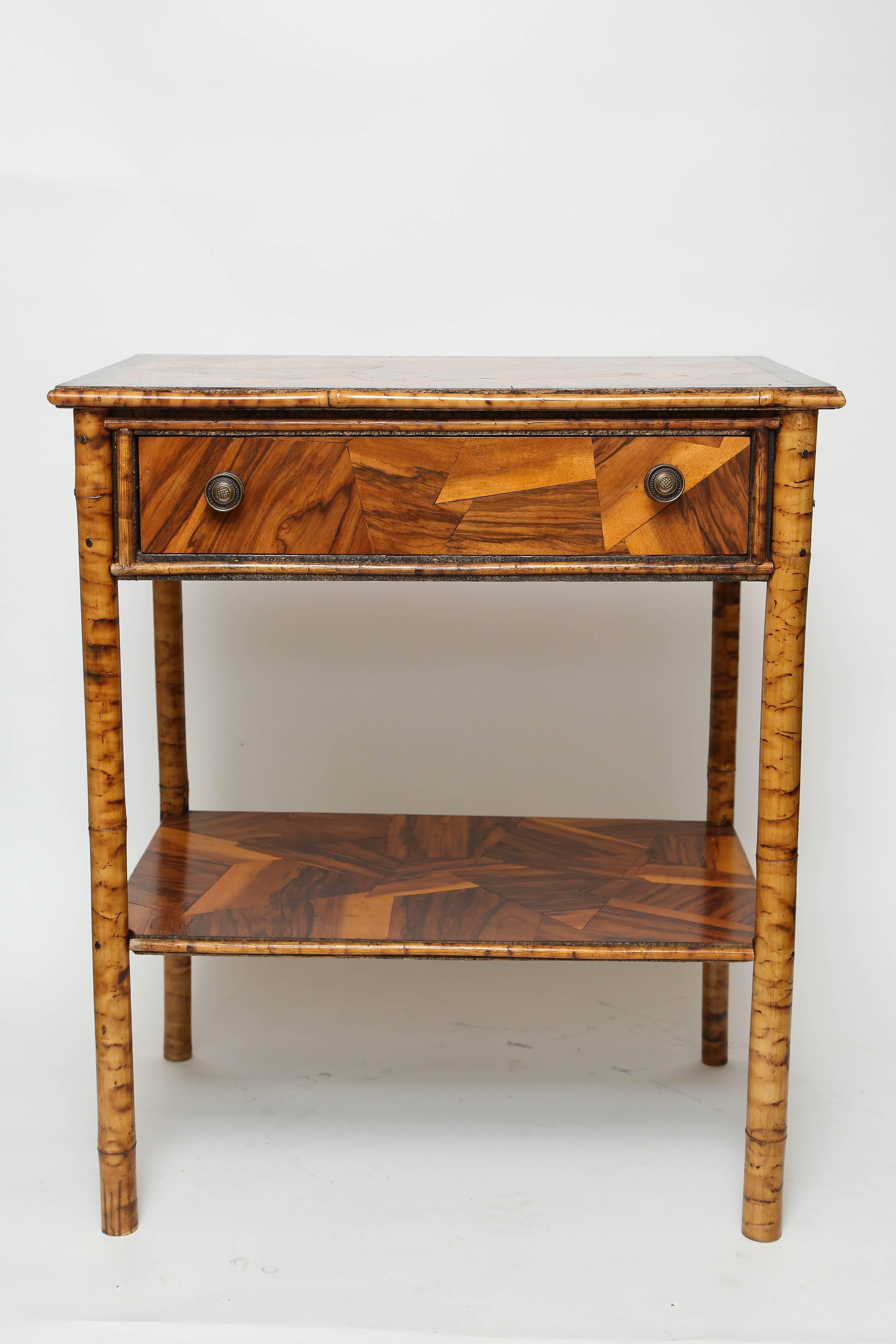 Pair of late 19th century side tables/night stands with one drawer and one shelf.