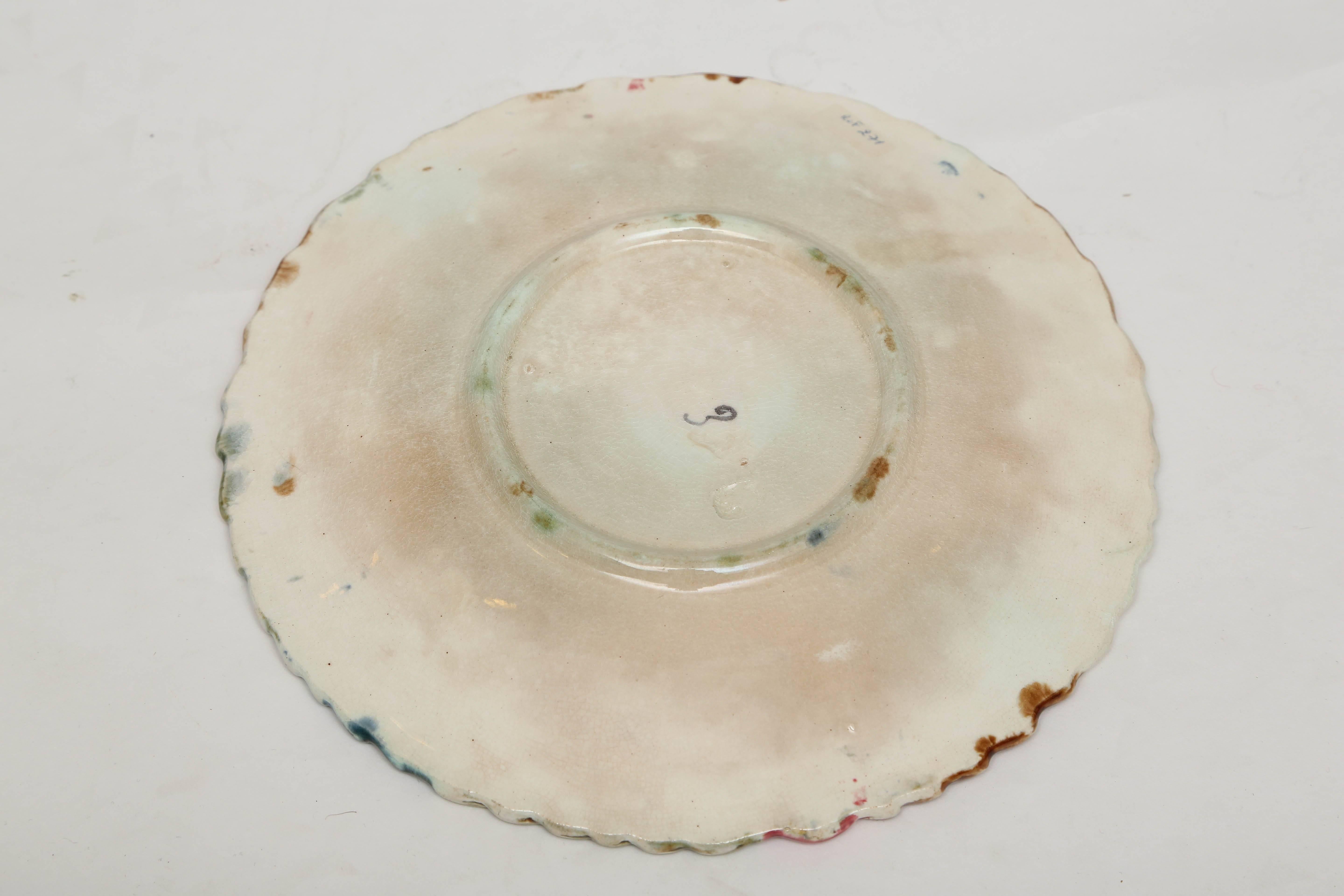 19th Century Set of Six Antique Strawberry Majolica Plates